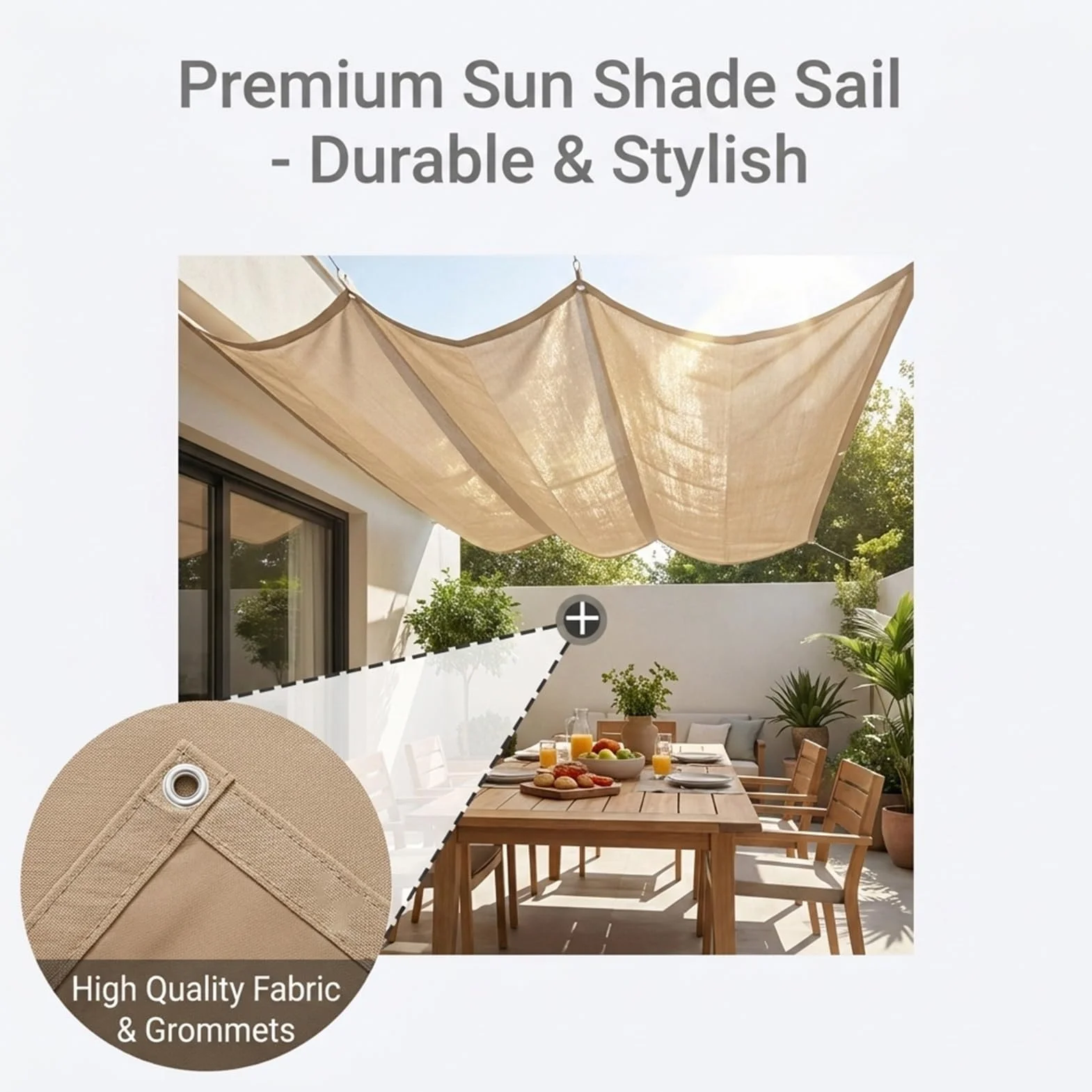 Wysuwana markiza 350 x 550 cm regulowana pergola ochrona przed promieniowaniem UV łatwa do zawieszenia falowana chowana markiza na taras balkon do ogrodu na zewnątrz, kość słoniowa