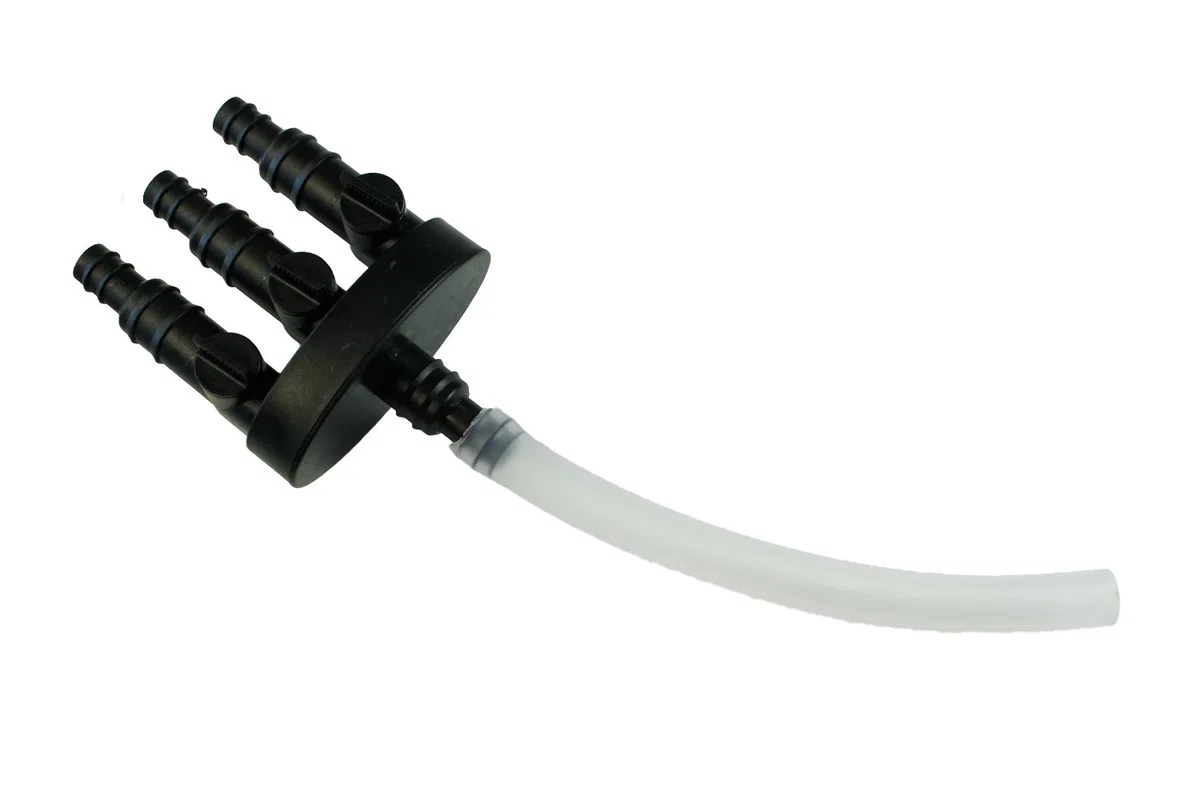 Pompa do fontanny, kompletny zestaw z 3 diodami LED, w zestawie 3-drożny adapter węża, wąż i uszczelki piankowe (1500 l/h, zimna biel)