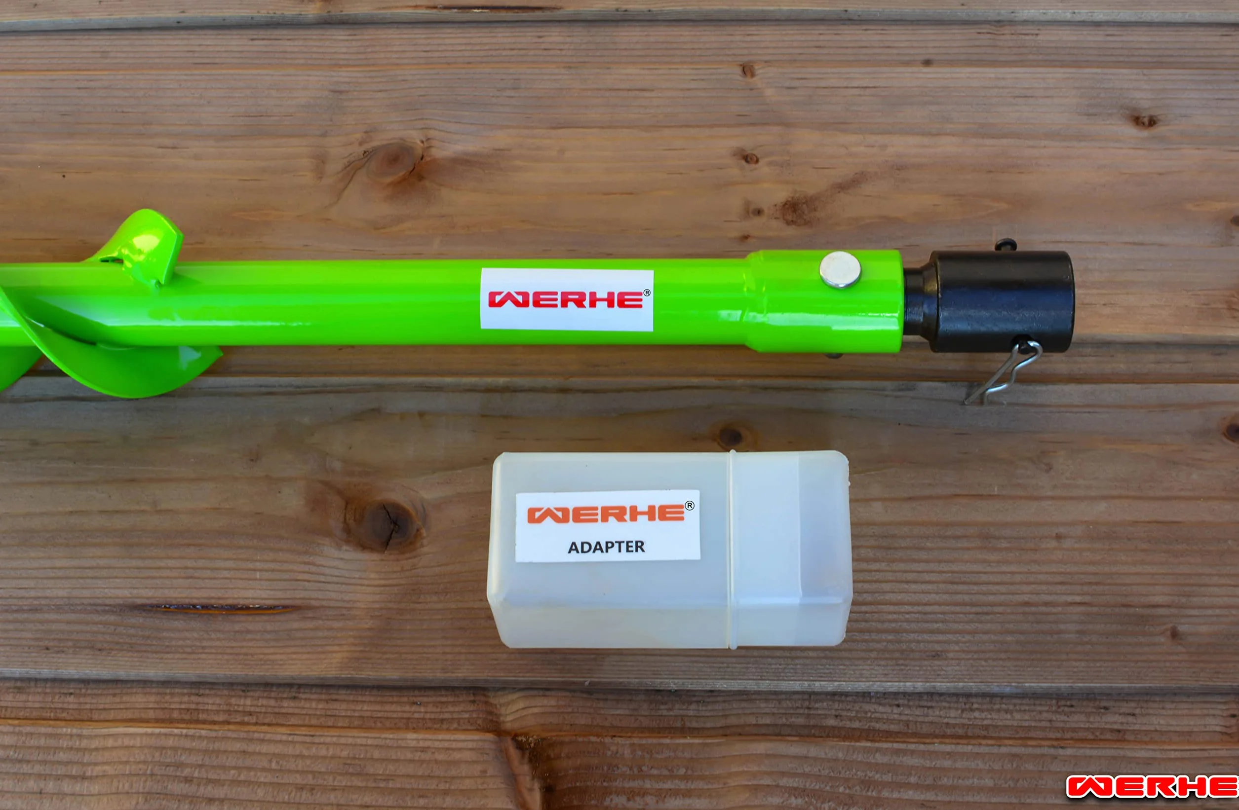 WERHE świder ziemny 180 mm, podwójna spirala z litej stali | precyzyjny grot centrujący, adapter ze sworzniem i klipsów, idealny do montażu pali, budowa ogrodzeń, sadzenie drzew