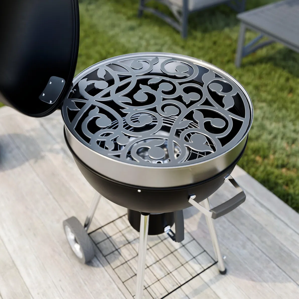 Okrągły grill zamienny mandala do grilla łańcuchowego firmy Weber, Napoleon, Rösle [G0002] (stal węglowa, średnica 55 cm, do grilla 57 cm)