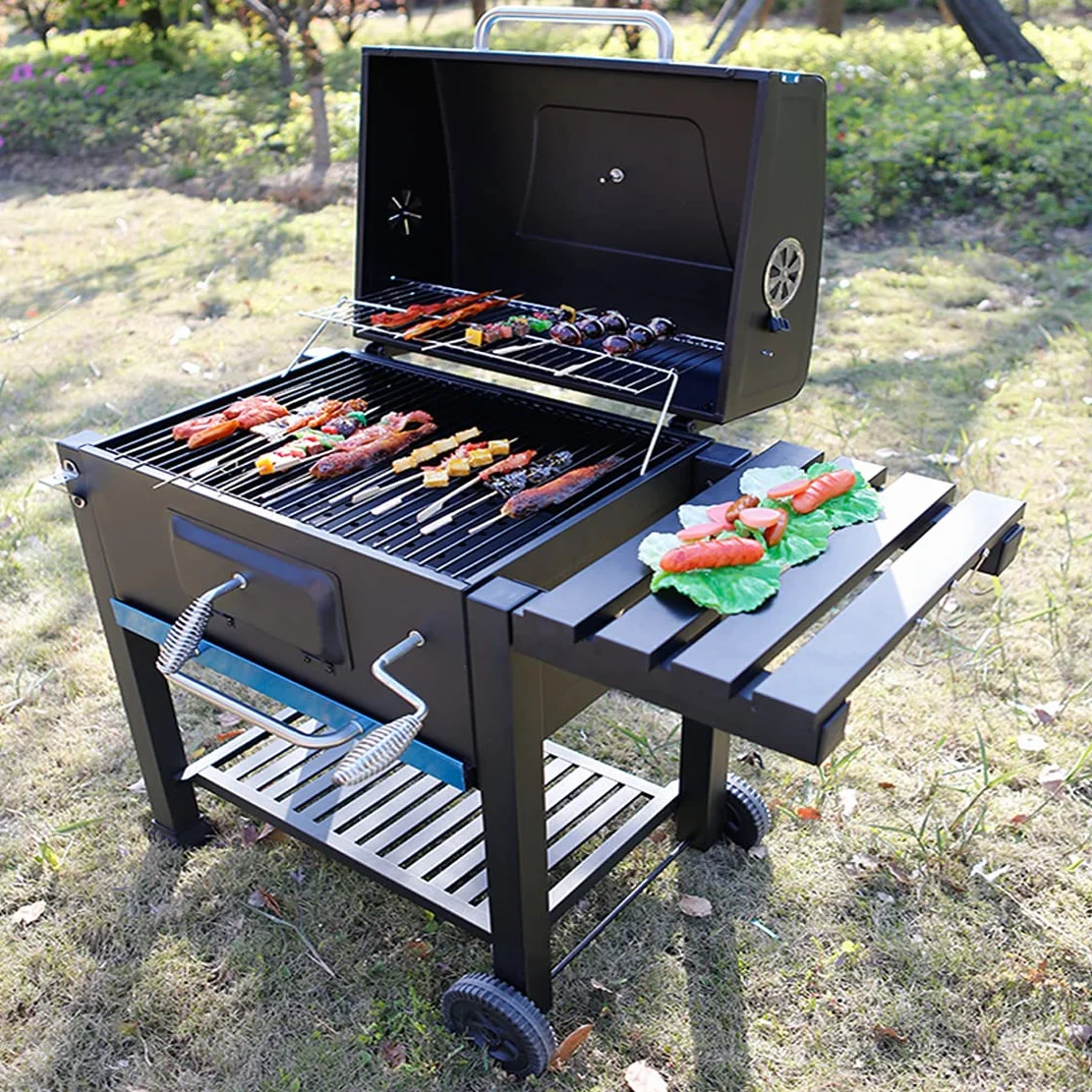 FP-TECH - Grill na węgiel drzewny z węglem drzewnym GRILL z regulowaną, 115 x 66 x 106 cm