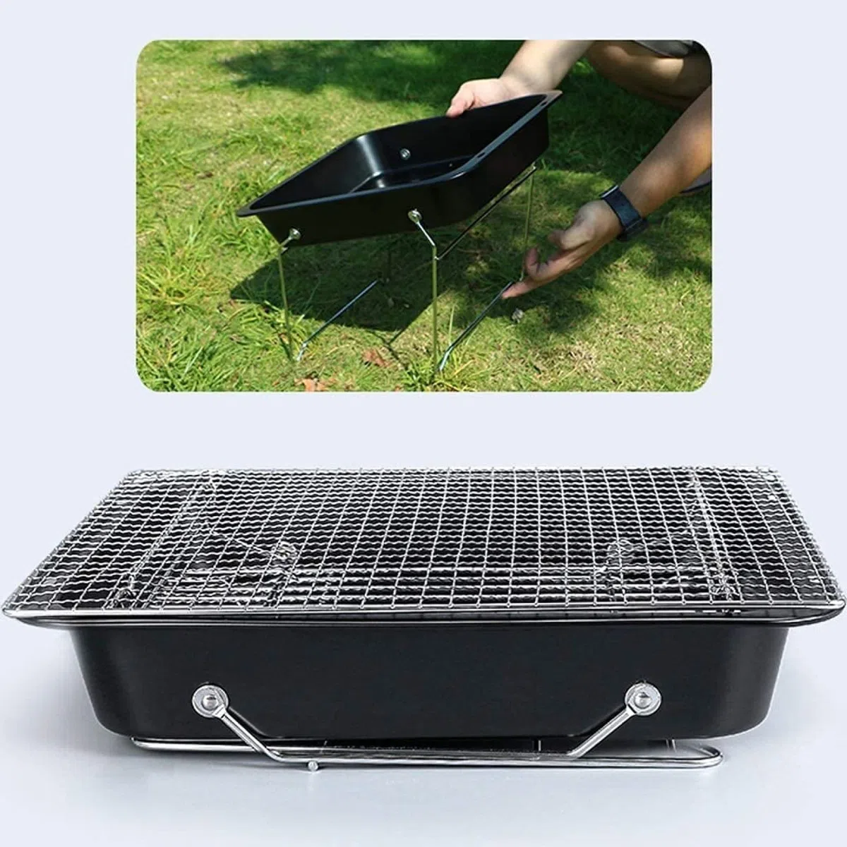 Przenośne kempingowe palenisko ze stali nierdzewnej, składane, wypalane drewnem, węglowe grille na węgiel drzewny, grill na kemping, piknik, ogród, plażę, imprezę