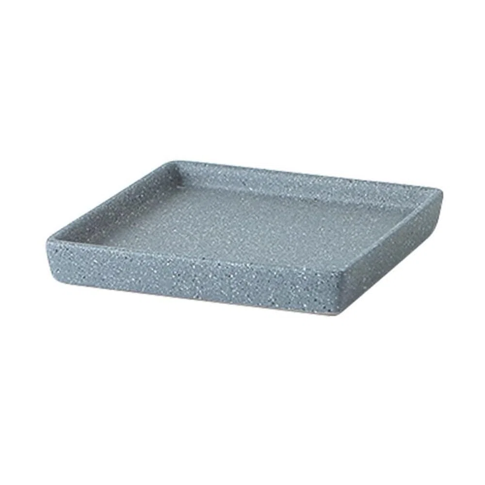 Podkładka pod garnki 7,8 cala kwadratowa ceramiczna taca ociekowa ociekowa taca drenażowa do wewnątrz i na zewnątrz dekoracyjna (szara)