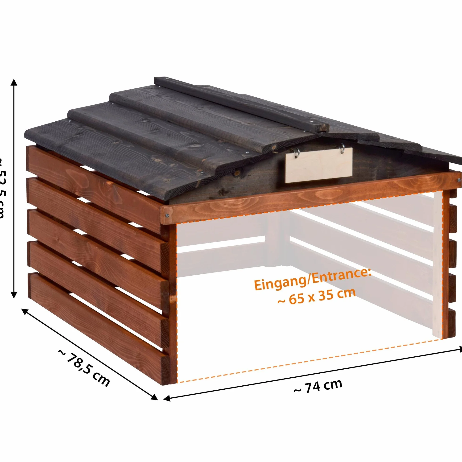 Dobar 56193E Domek, Drewno, Brązowy/Czarny, 78,5 x 74 x 52,5 cm