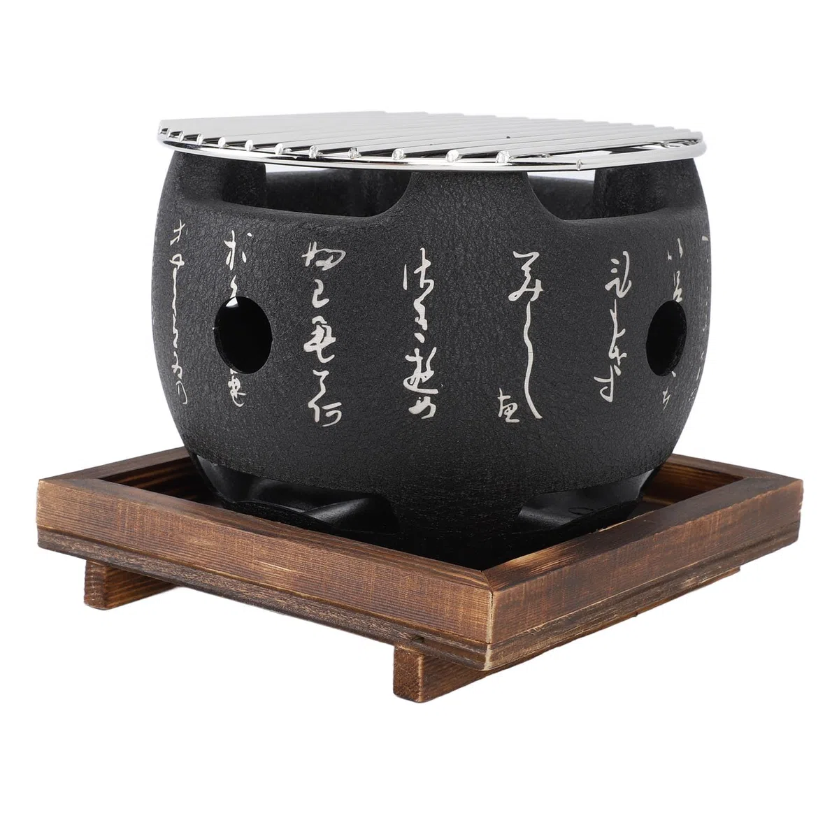 LiebeWH Grill w Stylu Japońskim Mini Piec na Węgiel Drzewny ze Stopu Aluminium Przenośny Okrągły Grill z Szybkim Nagrzewaniem Nawet Gotowanie dla Domu Rodzina Kemping Szaszłyki Warzywa (L)
