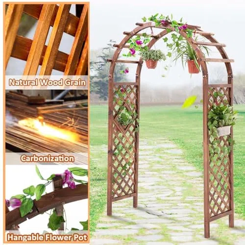 Drewniany łuk ogrodowy pergola krata, solidna konstrukcja zewnętrzna dla roślin pnących, idealna do wsparcia róży i dekoracji ślubnej