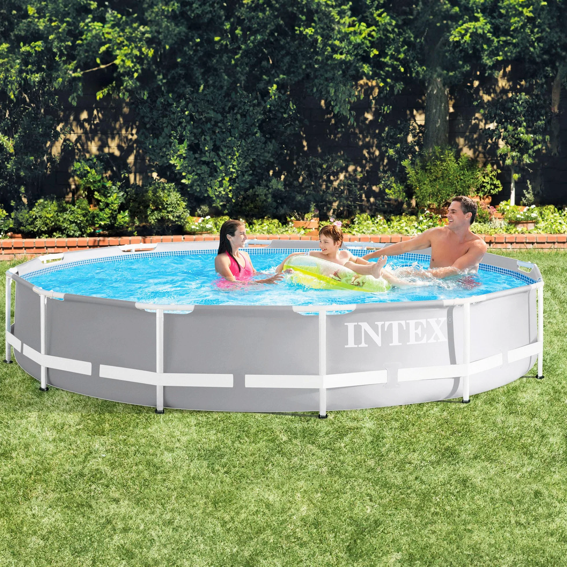 Intex Prism Basen Ogrodowy, Szary/Biały, 3.66 x 3.66 x 0.76 m