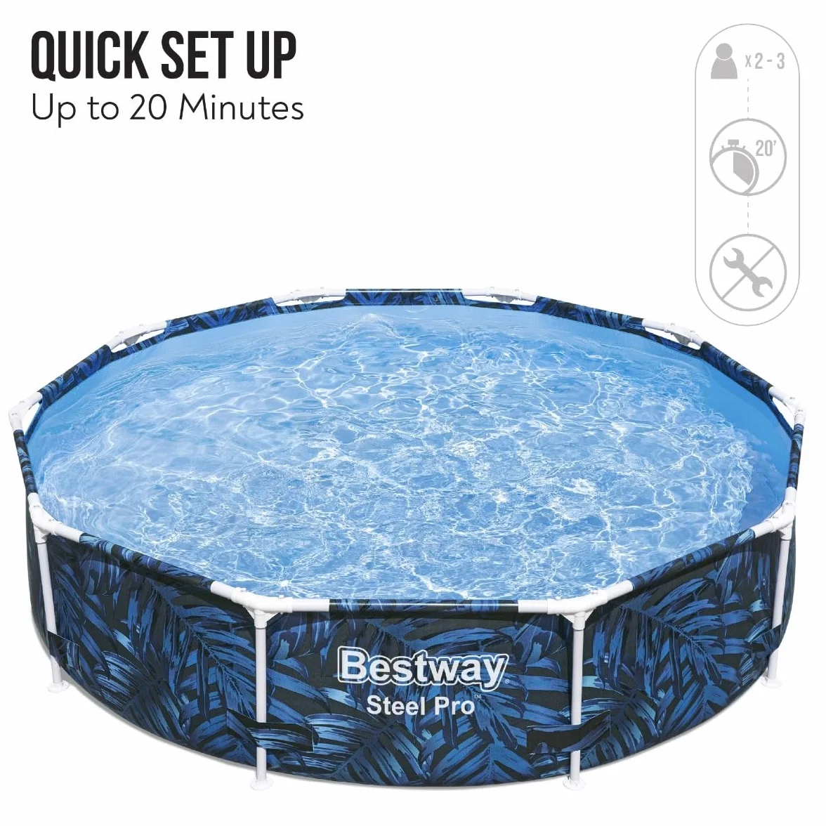 Bestway | Okrągły basen naziemny Steel Pro, rodzinny basen ogrodowy, 3,05 m x 66 cm