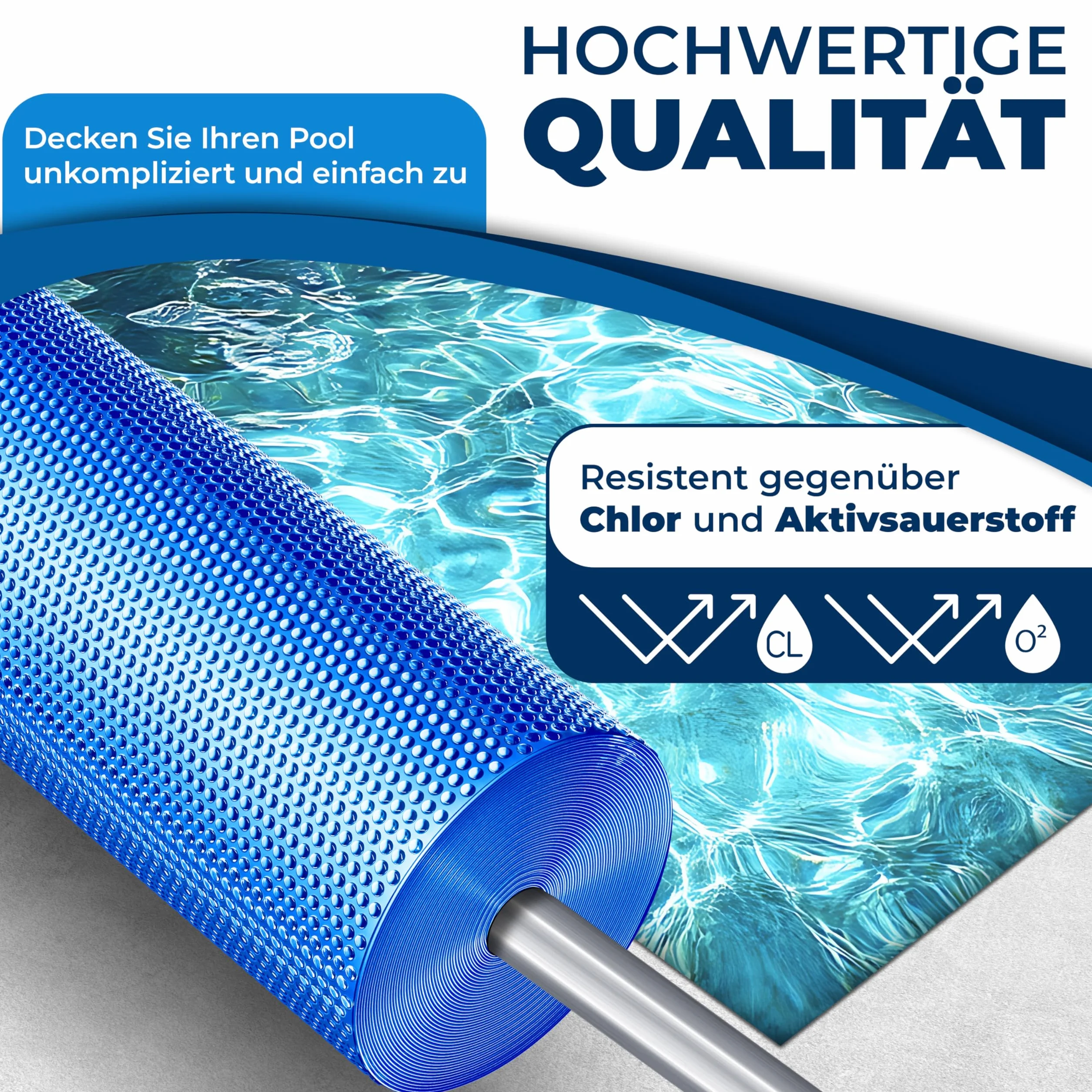 KESSER® Folia solarna do basenu 400 µm, prostokątna, 732 x 366 cm, osłona basenu, elastyczna możliwość przycięcia, plandeka basenowa do podgrzewania wody, osłona solarna z nożyczkami, szczypcami do