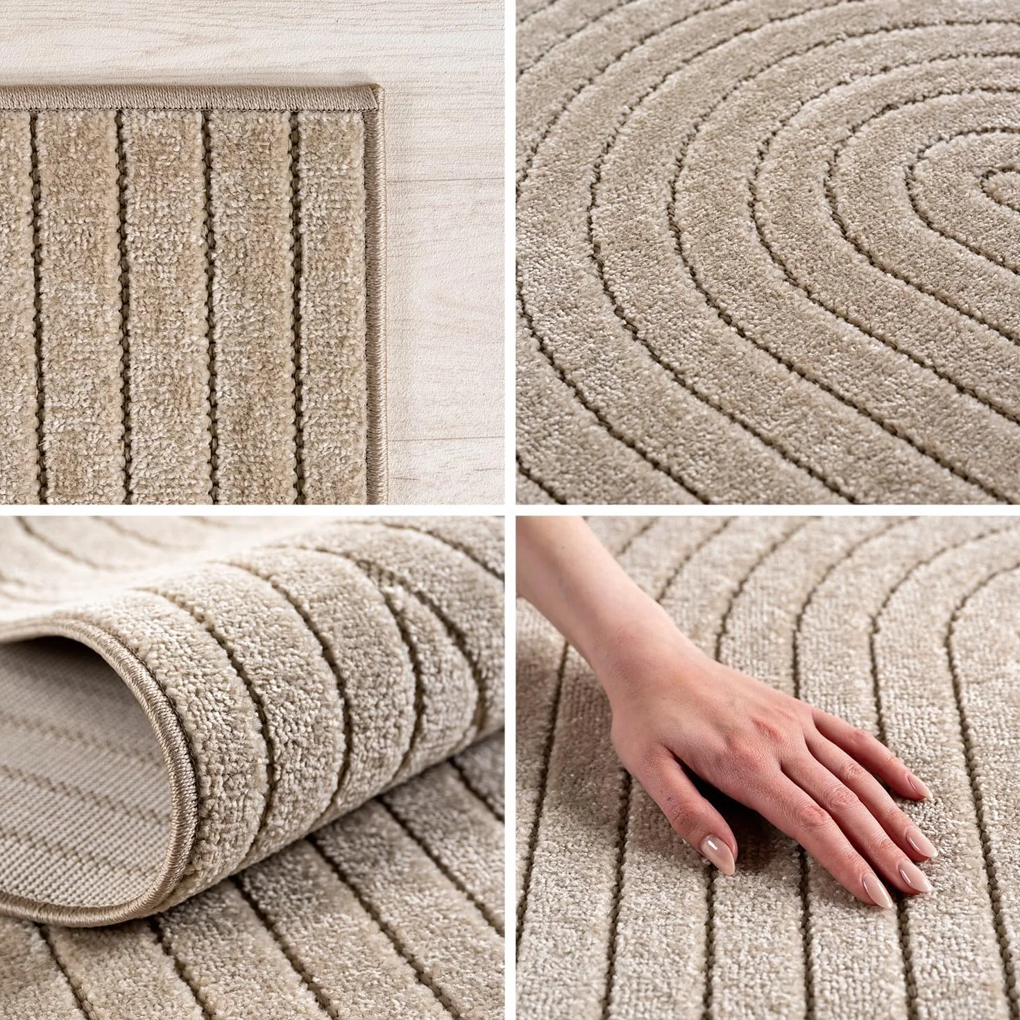 Carpetsale24 Dywan 280x370 cm XXL Beżowy, Krótkowłosy z Efektem 3D Wysoki-Niski, Wzór Boho Skandynawski, do Dużych Wnętrz lub na Balkon