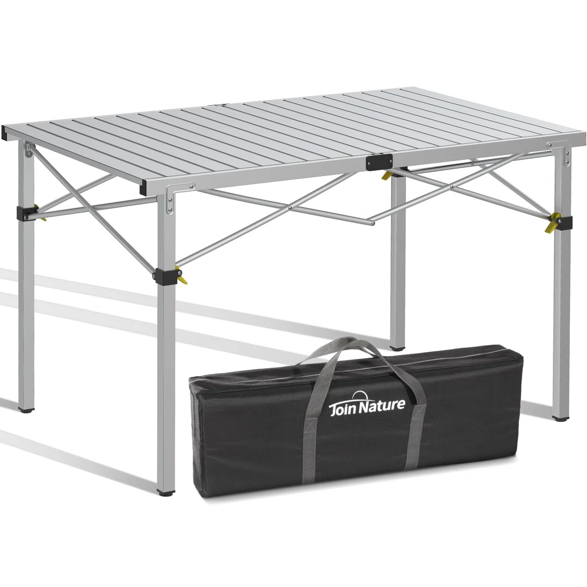 Join Nature Składany stół kempingowy, do 100 kg, z torbą do przenoszenia, aluminiowy stół składany dla 6 osób – zwijany stół kempingowy, 118 x 70 cm, bardzo duży rozmiar, na kemping, do ogrodu, na