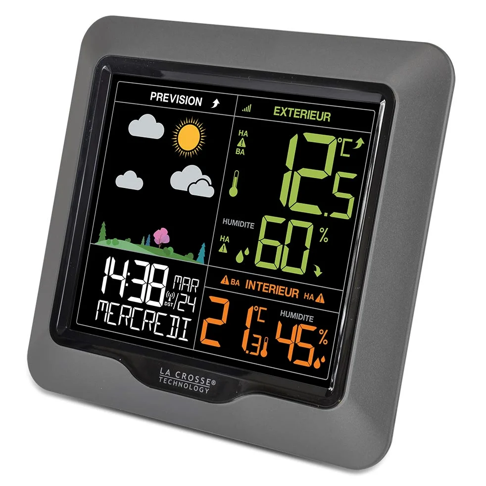 La Crosse Technology - WS6822 stacja pogodowa z kolorowym wyświetlaczem LCD, kolor srebrny
