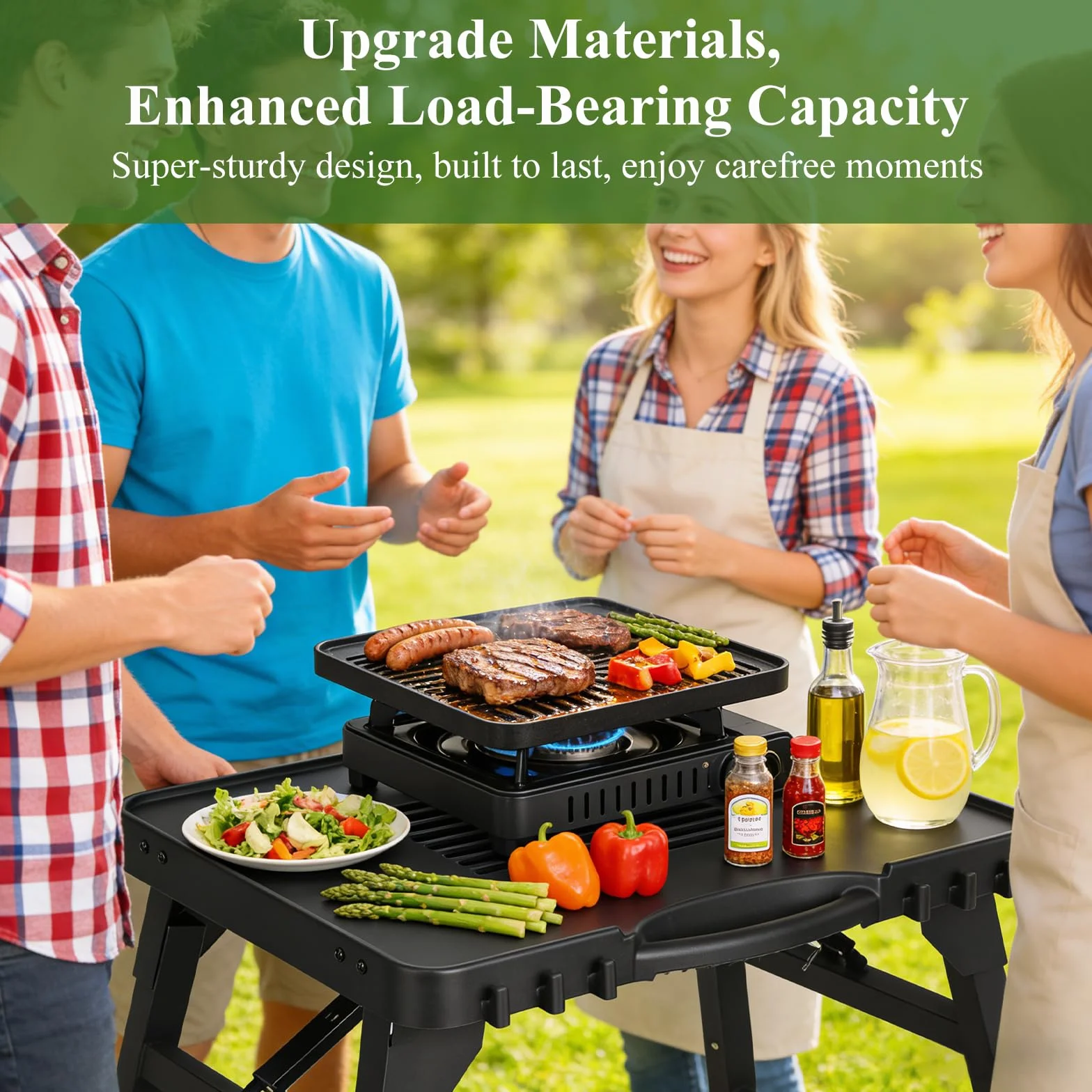 Wózek do grillowania na świeżym powietrzu do Weber Q100/Q200/Q300, Enders Urban, Burnhard Wayne, Ninja Woodfire, przenośny wózek do serwowania, stojak do grillowania na świeżym powietrzu, stół