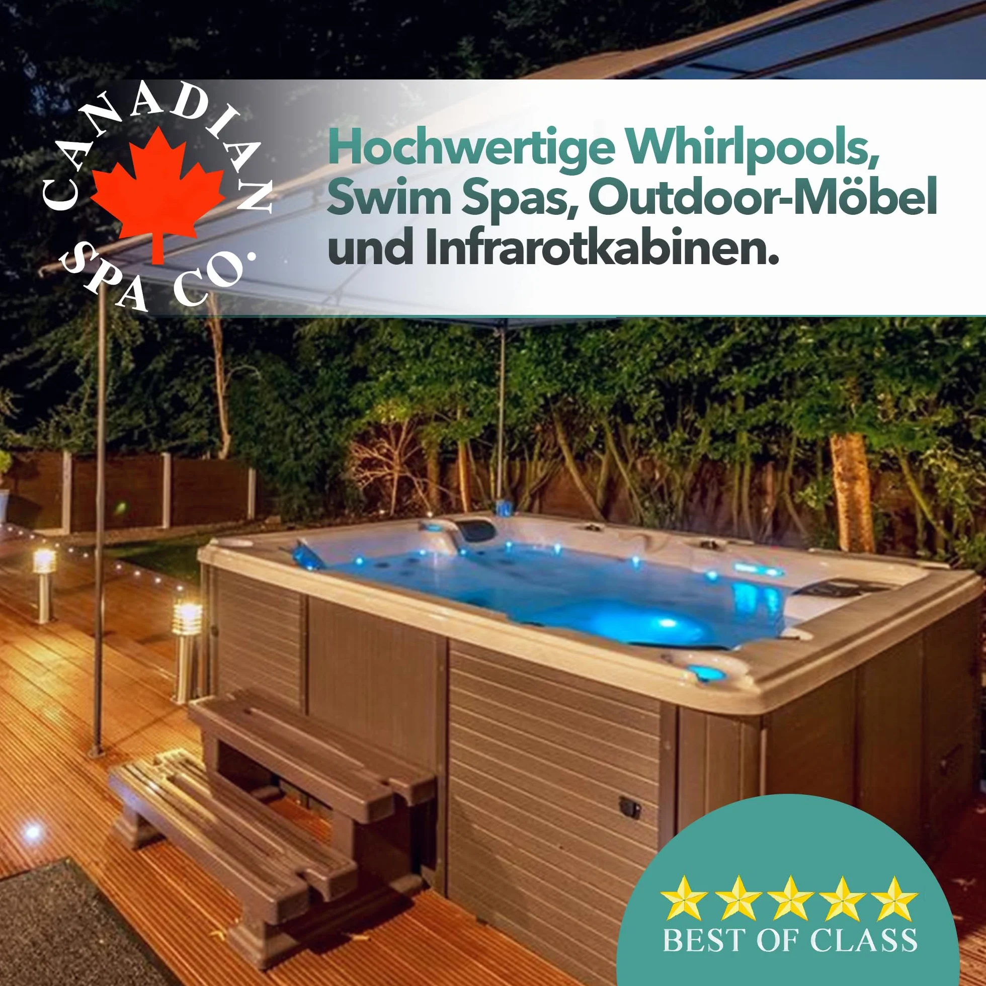 CANADIAN SPA CO. Grand Rapids Hot Tub Outdoor dla 4 osób, Ø 175 cm x 74 cm, okrągła, nadmuchiwana wanna z hydromasażem ze 110 dyszami i kocem grzewczym