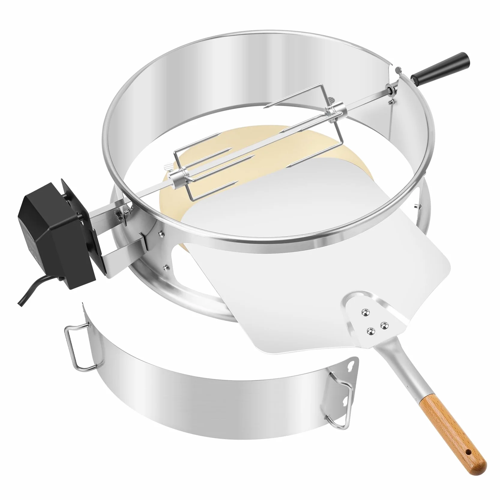 Onlyfire Zestaw PizzaRing ze stali nierdzewnej z rożnem do grilla Weber 47 cm