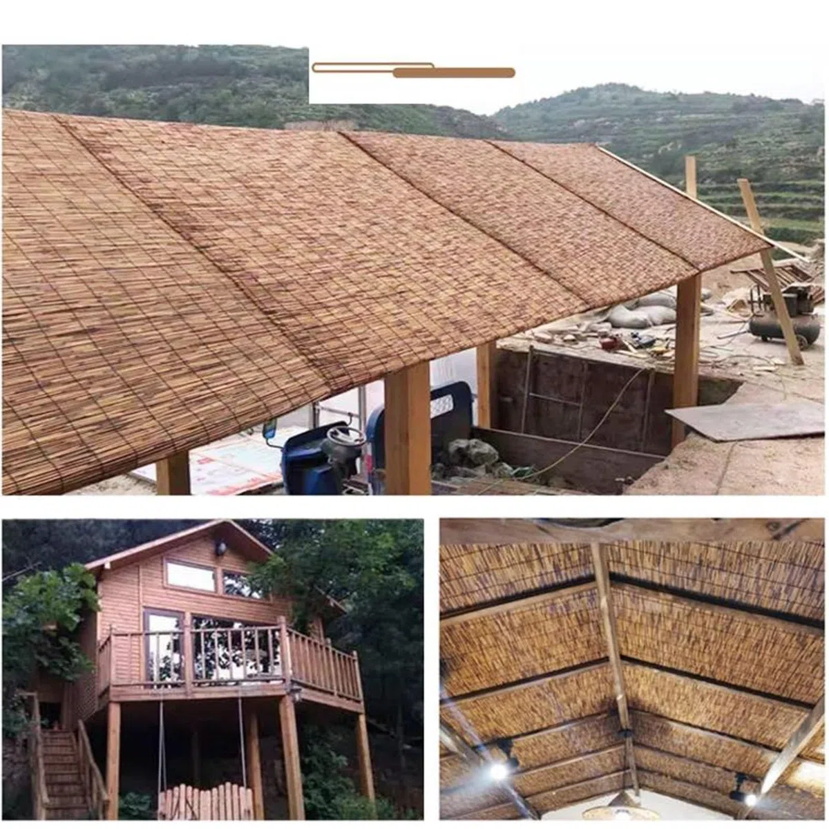 Ogrodzenie z trzciny bambusowej na zewnątrz, podwórko, patio, ochrona prywatności do ogrodu, ogrodzenie trzcinowe, na balkon, dekoracje domu, na patio, ekran, 91 x 610 cm