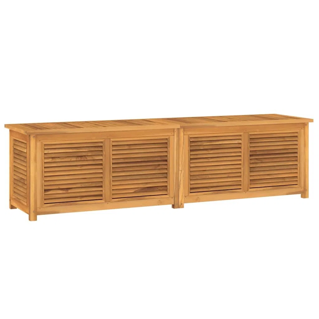 Générique Schowek ogrodowy z litego drewna tekowego z torbą PE, pojemnik na koce 200 x 50 x 55 cm, duża przestrzeń do przechowywania narzędzi i artykułów gospodarstwa domowego