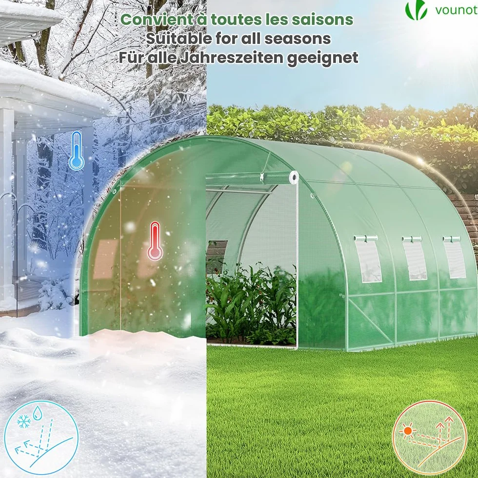VOUNOT Szklarnia foliowa na zimę, tunel foliowy, 3 x 3 x 2 m, 9 m²