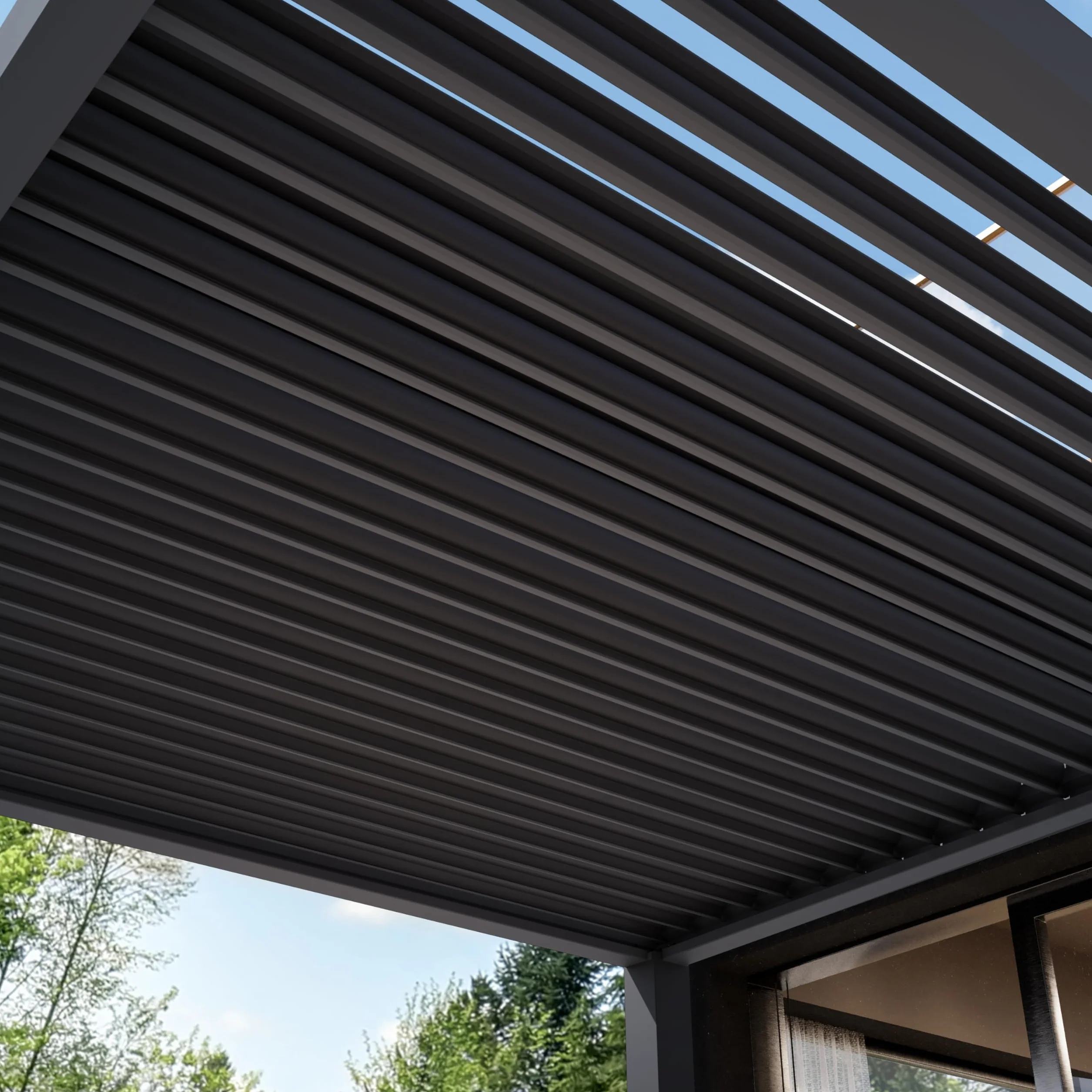 PRIMEYARD Pergola 3x6 m słupy aluminium z dachem z aluminiowych listew zadaszenie tarasu antracyt