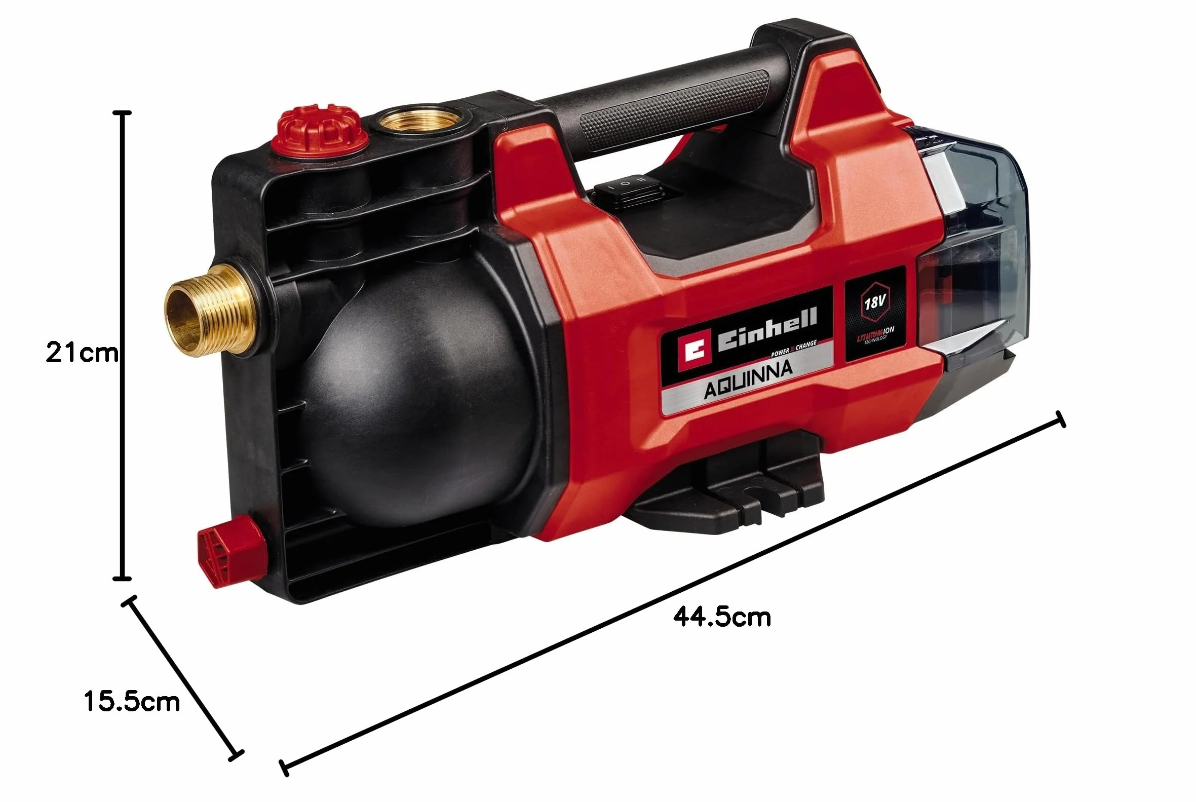 Einhell akumulatorowa pompa ogrodowa AQUINNA 18/28 Power X-Change (18 V, wyd. przepływu 2800 l/h, maks. wysokość 25 m, tryb ECO/Boost, zabezpieczenie przed przeciążeniem i mrozem, bez akumulatora)
