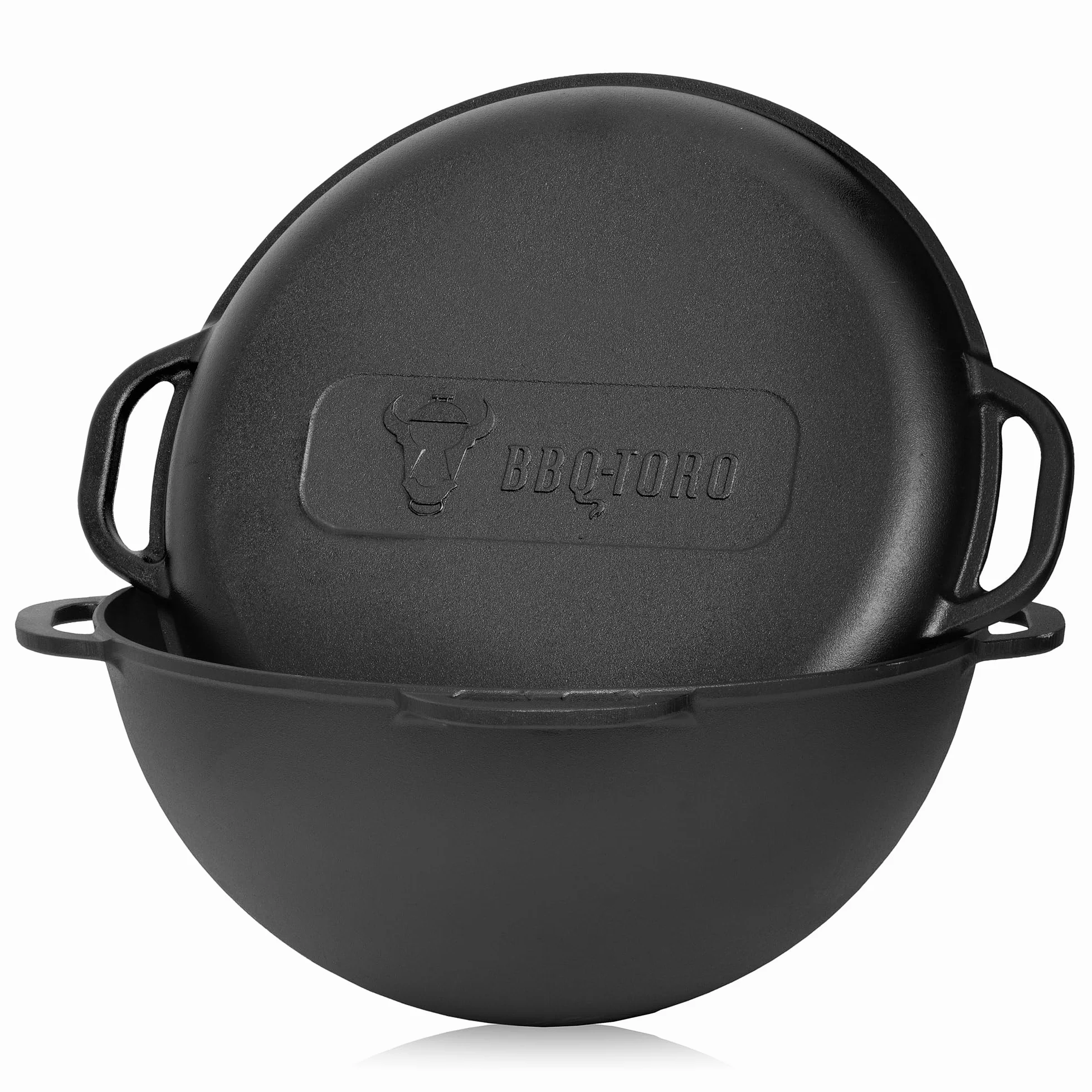 BBQ-Toro Żeliwny Kazan 19 litrów z piecem kazanowym Ø 40 cm | garnek żeliwny XXL z pokrywką, garnek żeliwny | kocioł na gulasz, piec na zewnątrz, piec do ognia, piec jednogarnkowy, palenisko, Utschak