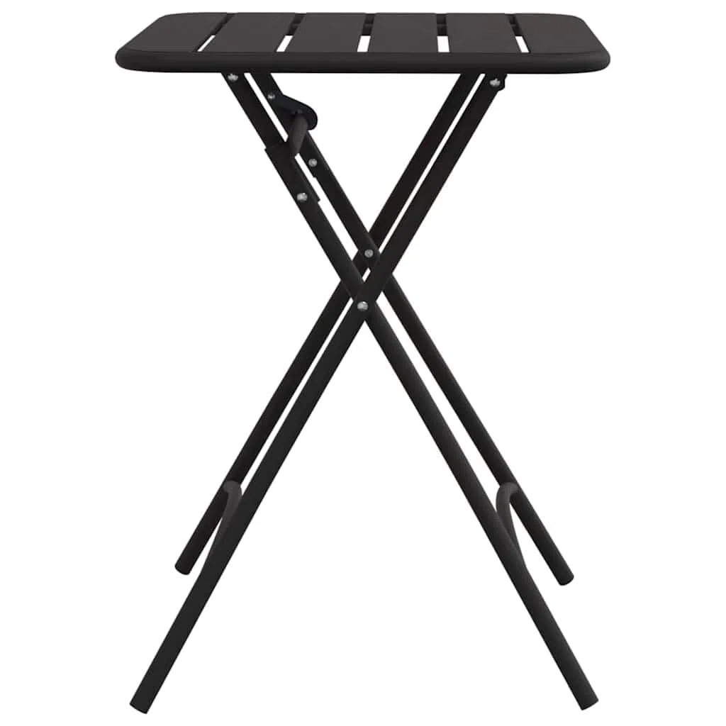 Stolik bistro antracytowy ze stali malowanej proszkowo, 55 x 55 x 72,5 cm, składany, do ogrodu, na taras, balkon, kemping, piknik i jedzenie na świeżym powietrzu
