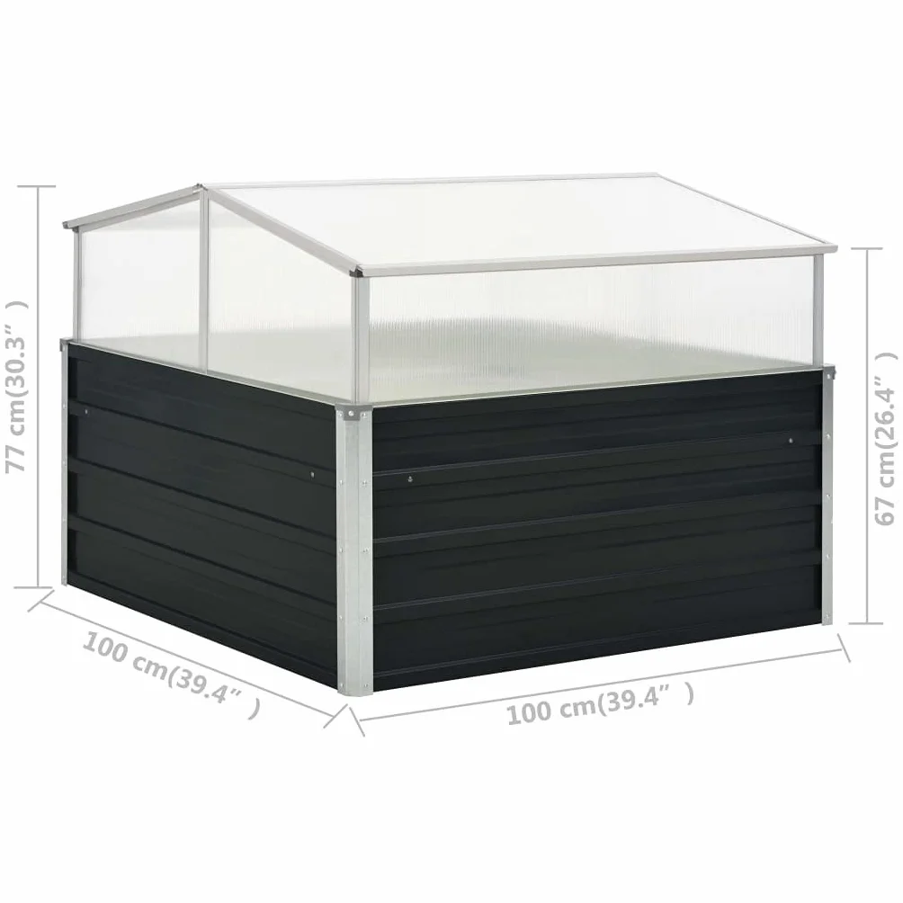 vidaXL Inspekt antracytowy 100 x 100 x 77 cm stal galwanizowana