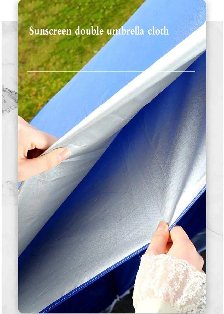 XJBTBA Parasole ogrodowe Duży parasol plażowy Patio ogrodowe Parasol przeciwsłoneczny Stalowy słup Kompaktowy parasol przeciwsłoneczny do małych patio na świeżym powietrzu Niebieski parasol (bez