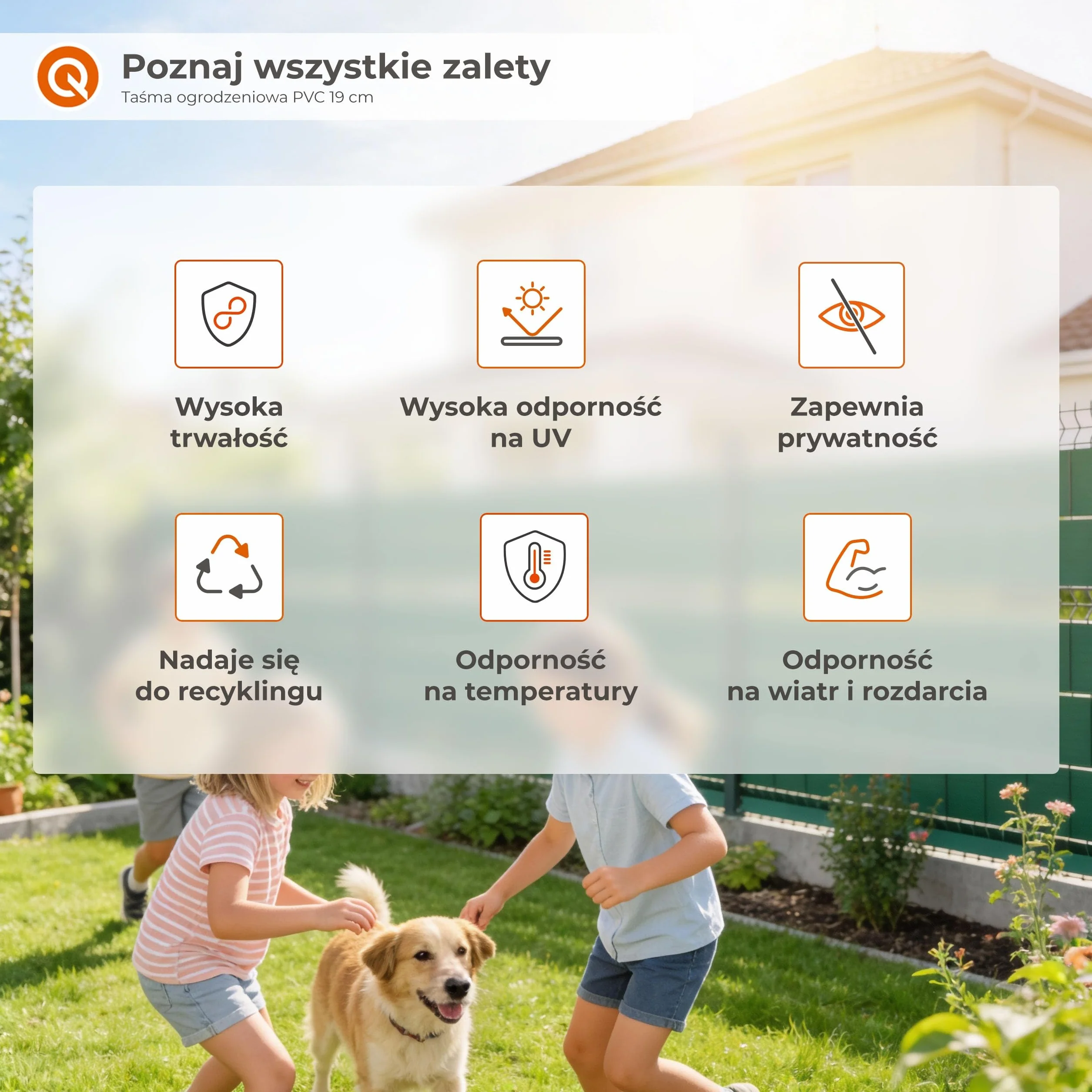 Quest Taśma ogrodzeniowa PVC, do ogrodzeń panelowych z podwójnym prętem — 19 cm, beżowa