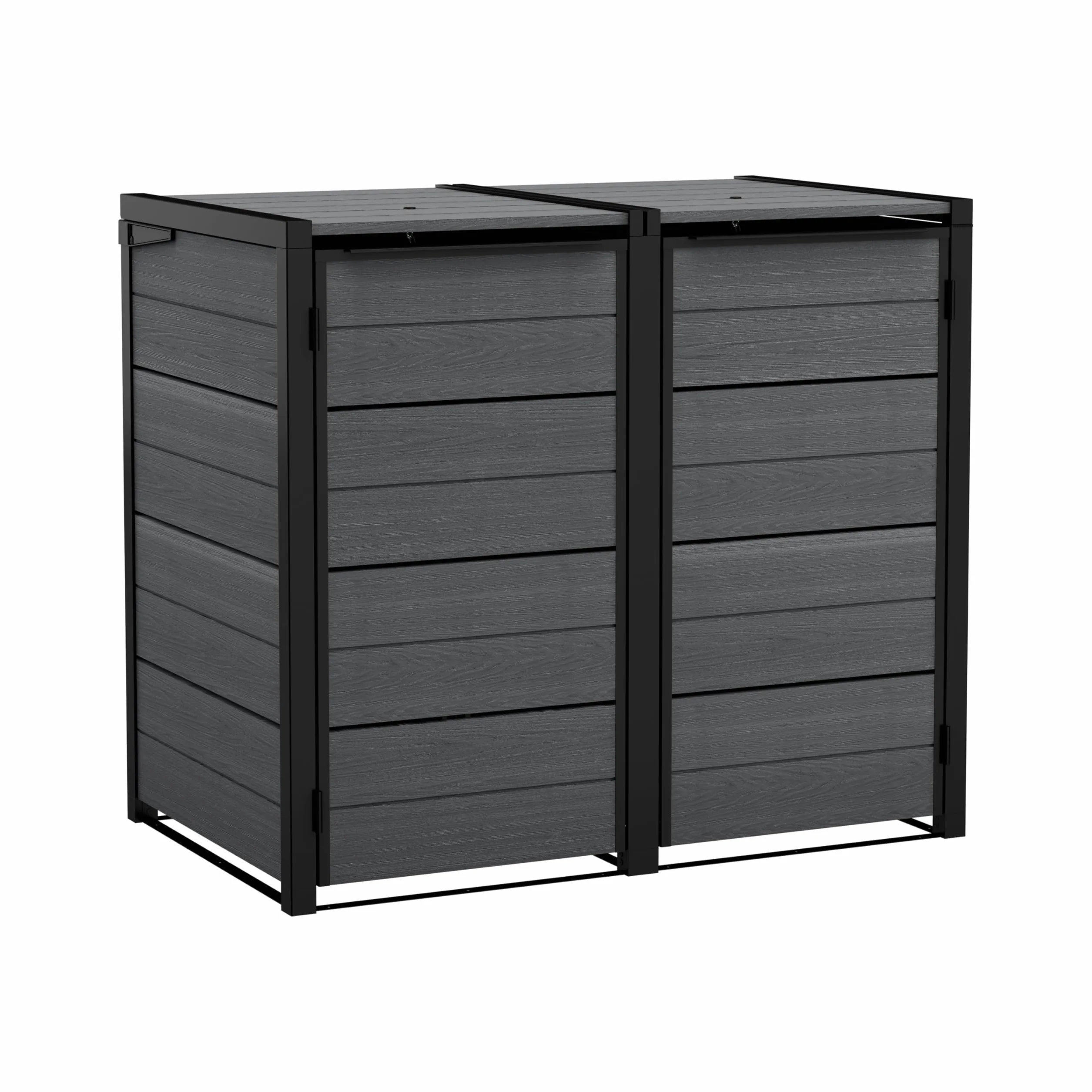 Keter Pojemnik na śmieci Hide Away 2 x 240 l | 138 x 84 x 121 cm | antracyt | pokrywka ze sprężyną gazową | wentylowana | możliwość rozszerzenia