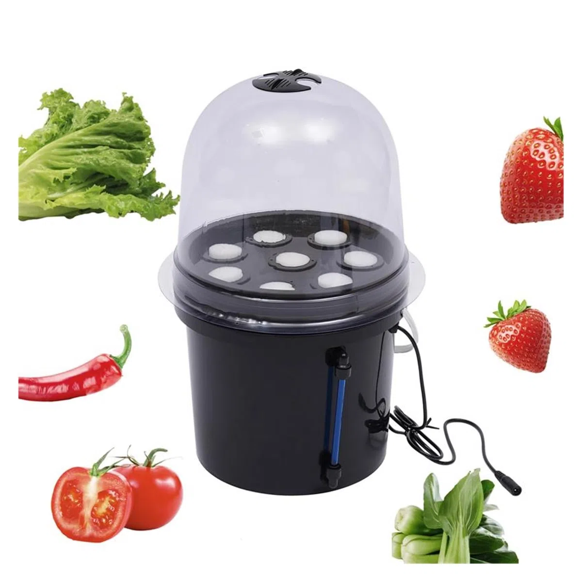 Czarny 8-otworowy 5L Mist Cultivating Box Wysokoprodukcyjny system hydroponiczny do sadzonek i klonowania Warzywa i owoce
