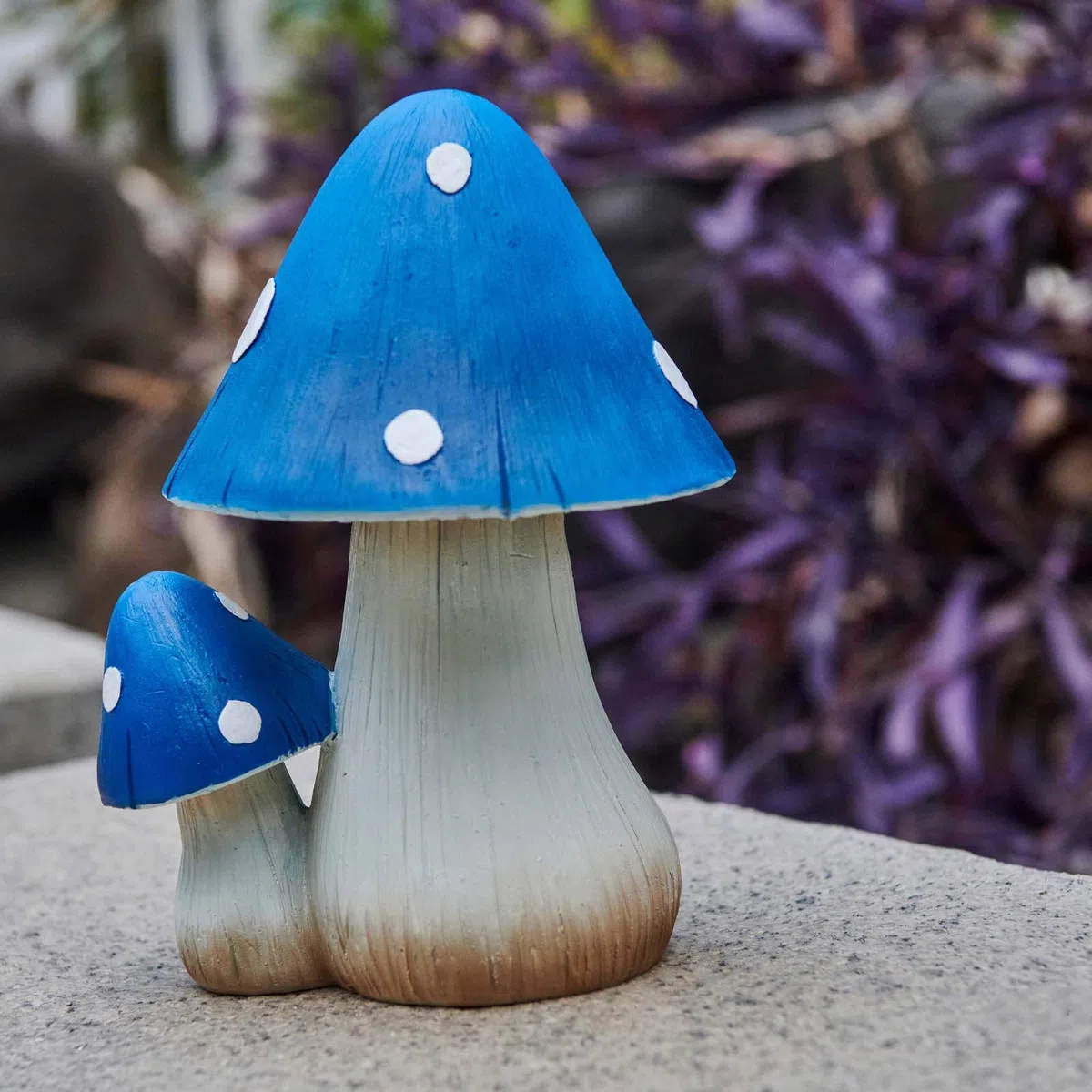 Dekoracja grzybowa bajkowe akcesoria ogrodowe – dekoracja ogrodowa na zewnątrz grzyby ozdoba do dekoracji ogrodu ulubione posągi grzybowe krasnala (20 cm niebieski)