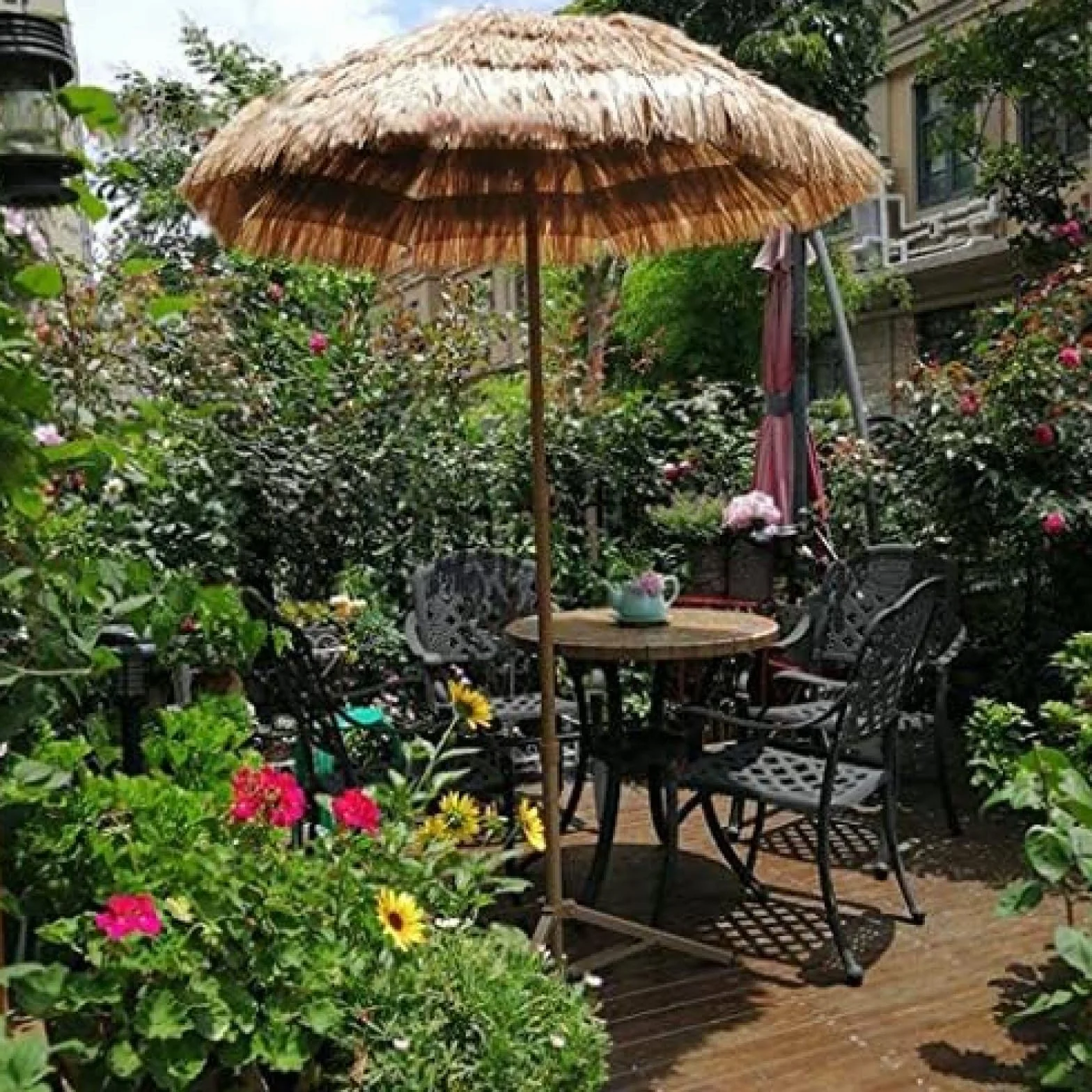 Parasol Ogrodowy Wodoodporny Przeciwsłoneczny Składany Przechylany Ø240cm (7,8 Stopy) Hawajski