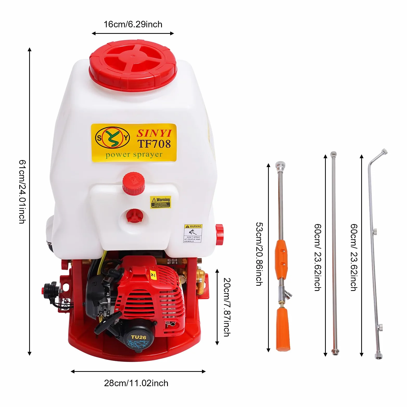Opryskiwacz do plecaka, 20 l, zasilany benzyną 25,4 cc, wysokość 8 m i szelkami, 0,7 kW, opryskiwacz ciśnieniowy, opryskiwacz ciśnieniowy do roślin, do gospodarstwa i ogrodu