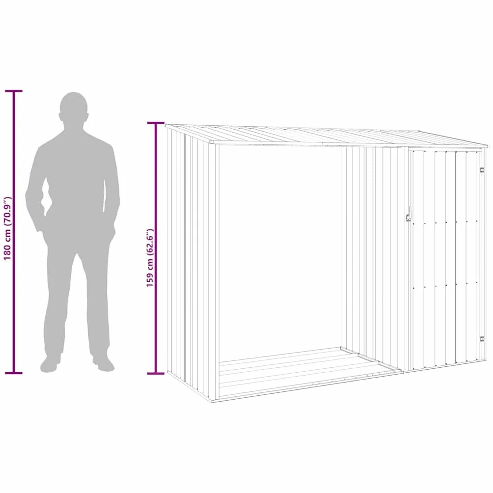 Szopa na drewno z wiatą antracyt 245x98x159 cm stal vidaXL