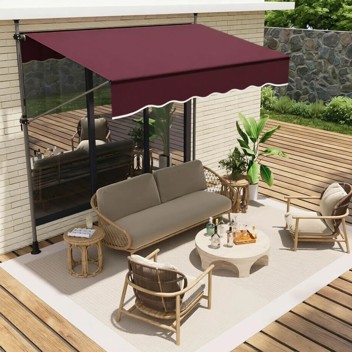 Patio z regulacją wysokości, ręcznie chowana, ochrona przed promieniowaniem UV, do okien / drzwi, idealna na podwórko, ogród, balkon (ciemnozielony, 150 x 120 cm)