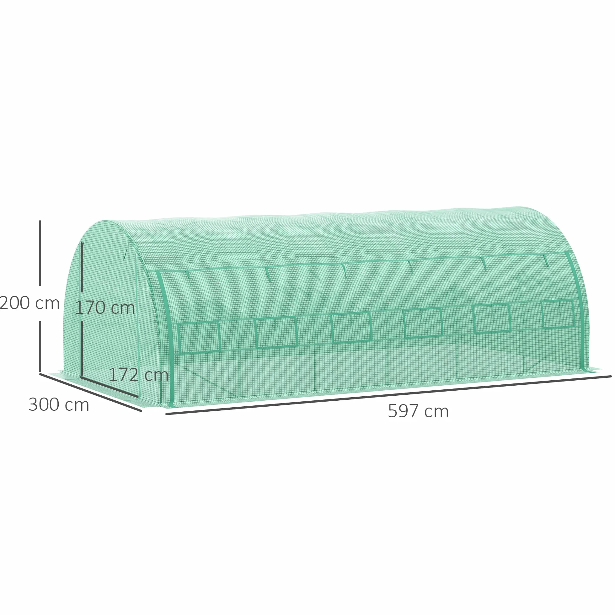 Outsunny szklarnia foliowa tunel 6x3x2 m ochrona UV stalowa rura zielona