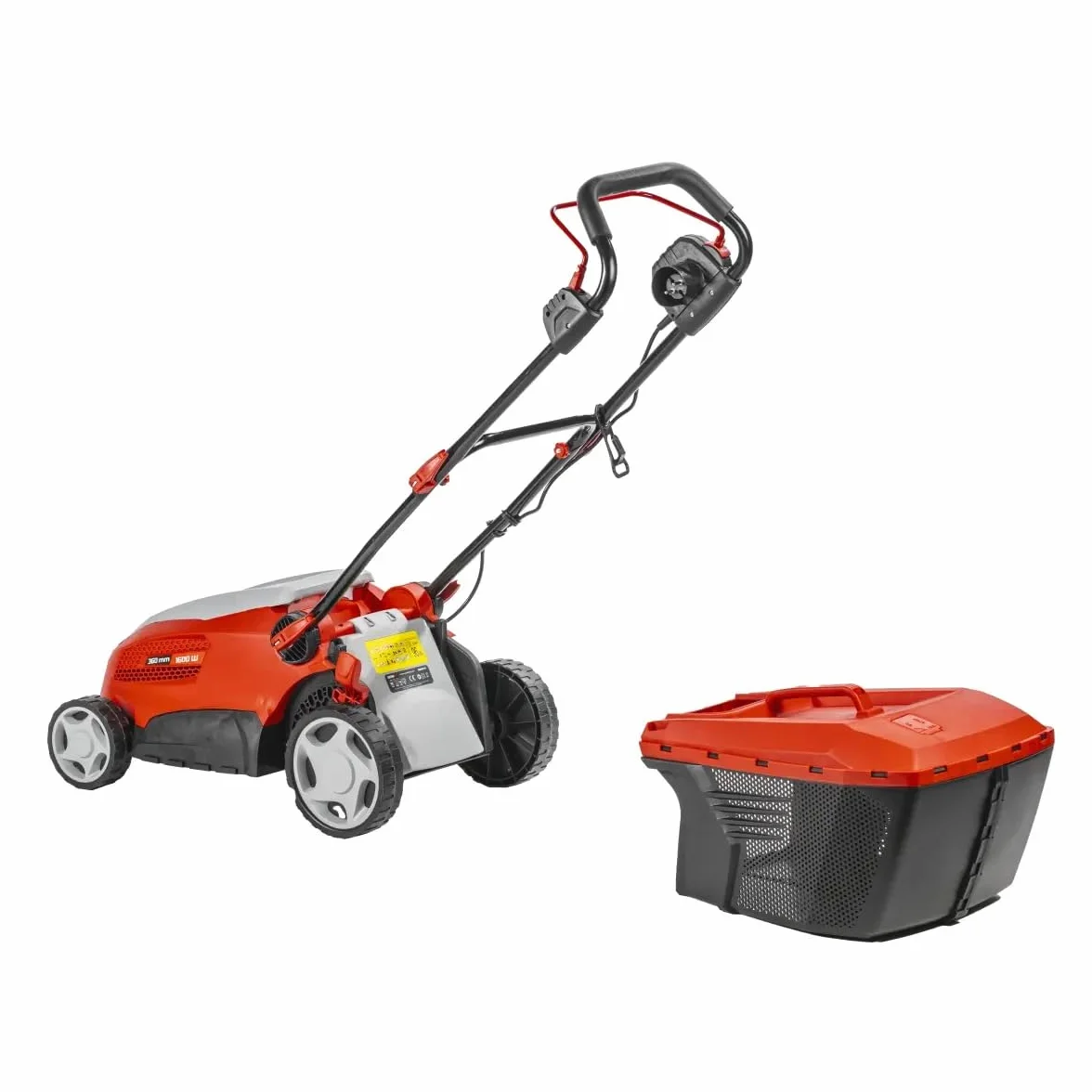 Kosiarka elektryczna Garden DEDRA, szerokość cięcia 360 mm, wszystkie rodzaje trawy – worek na trawę 40 l, 1600 W, cięcie 20-70 mm. Składana, waga 15,5 kg z ergonomicznym uchwytem