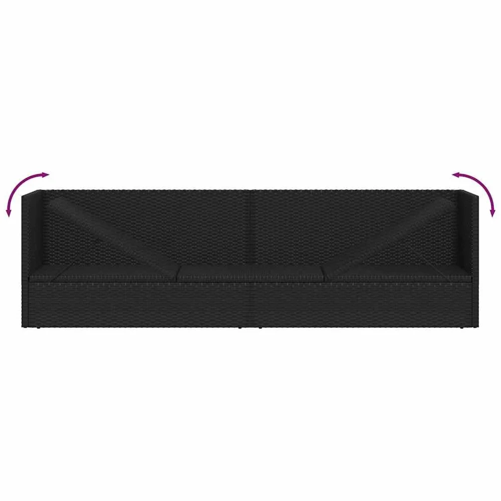 vidaXL Sofa ogrodowa z poduszkami polirattan czarna