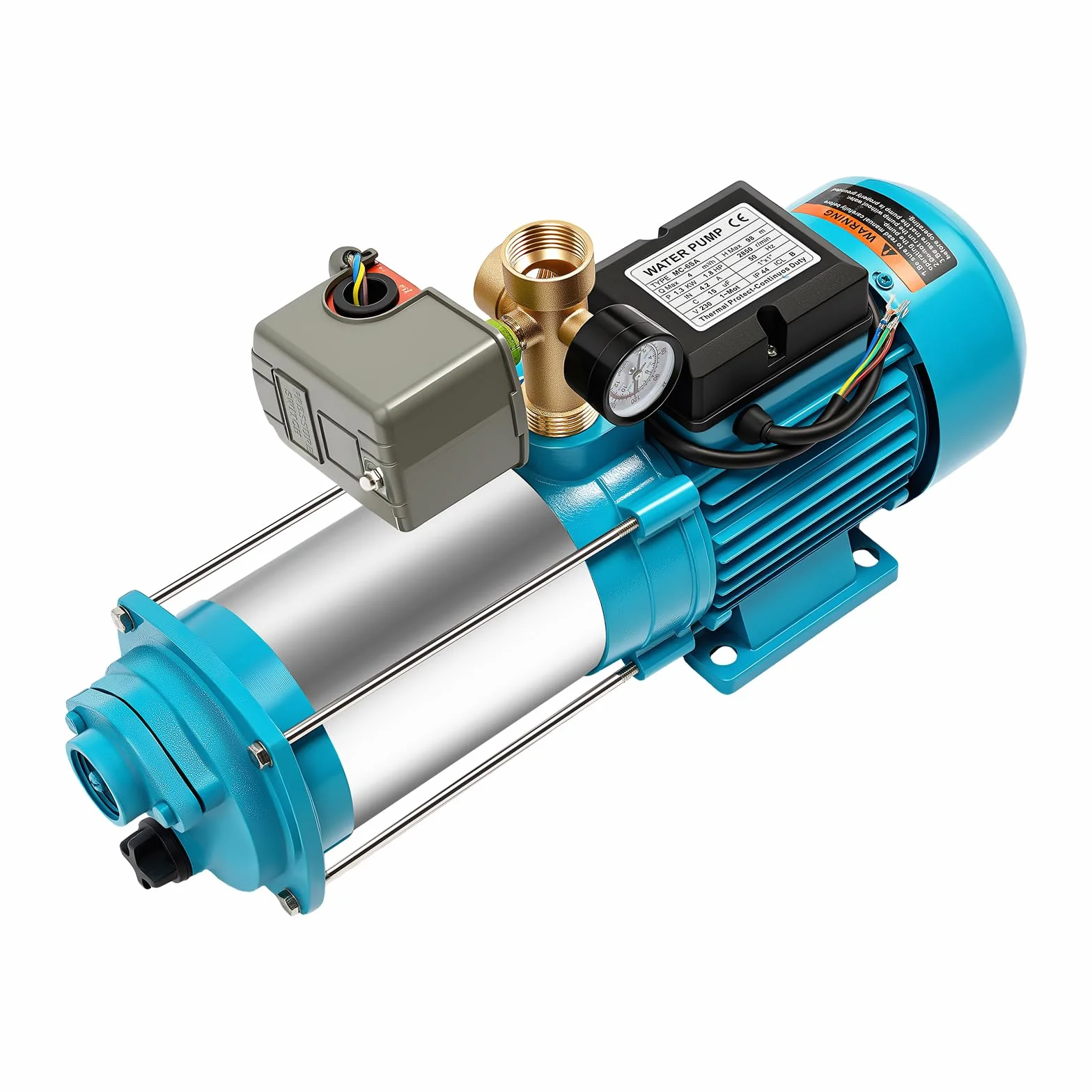 Pompa wirnikowa 1300 W, 9,8 bar, pompa ogrodowa, sterowanie pompą, pompa wodna 4000 l/h, z wyłącznikiem ciśnieniowym, klasa ochrony IP44