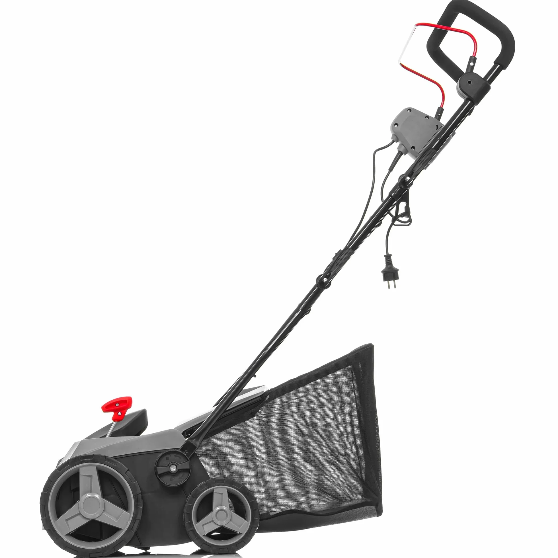 LEHMANN Elektryczny wertykulator i napowietrzacz trawnika 2 w 1, 1800 W, szerokość robocza 38 cm, 5-stopniowa regulacja głębokości roboczej, wertykulator trawnika z koszem na trawnik o pojemności 48 l