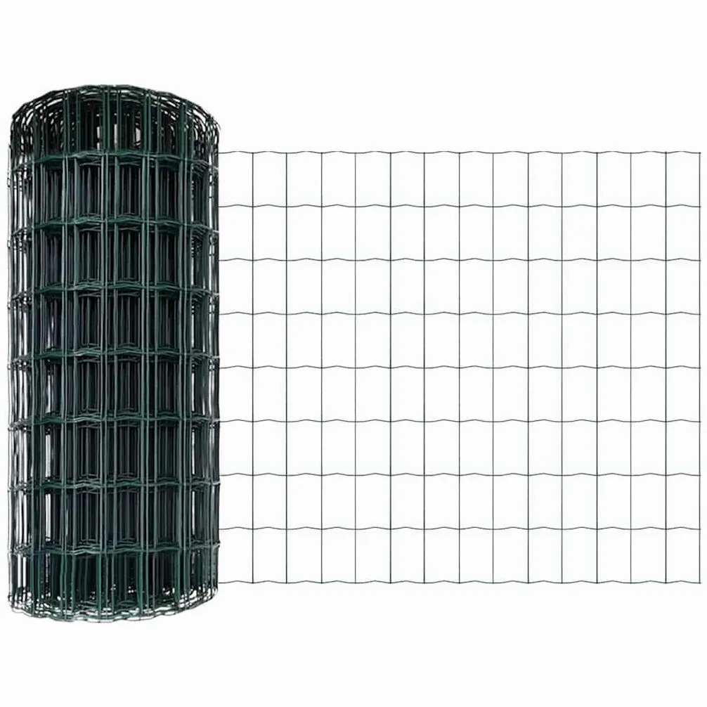 Ogrodzenie euro, zielone 0,8 x 10 m, żelazo powlekane PCW, wytrzymałe ogrodzenie ogrodowe do użytku na zewnątrz, trwała bariera dla zwierząt, łatwy montaż do ogrodu, na podwórko i taras