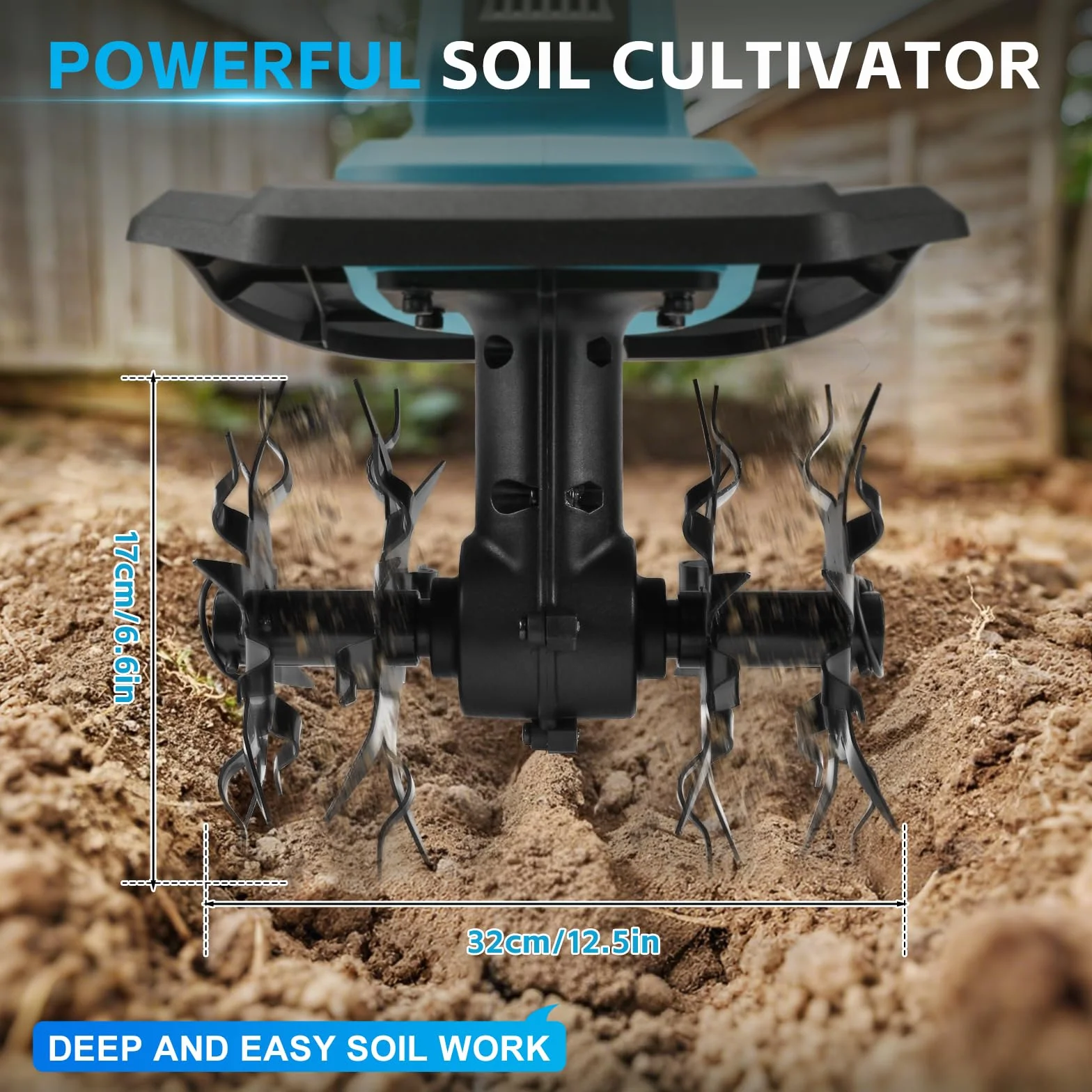 Akumulatorowa glebogryzarka kompatybilna z akumulatorem Makita 18 V, 550 W, składana, szerokość robocza 32 cm, głębokość robocza 18 cm, bezszczotkowa glebogryzarka, elektryczna glebogryzarka do ogrodu