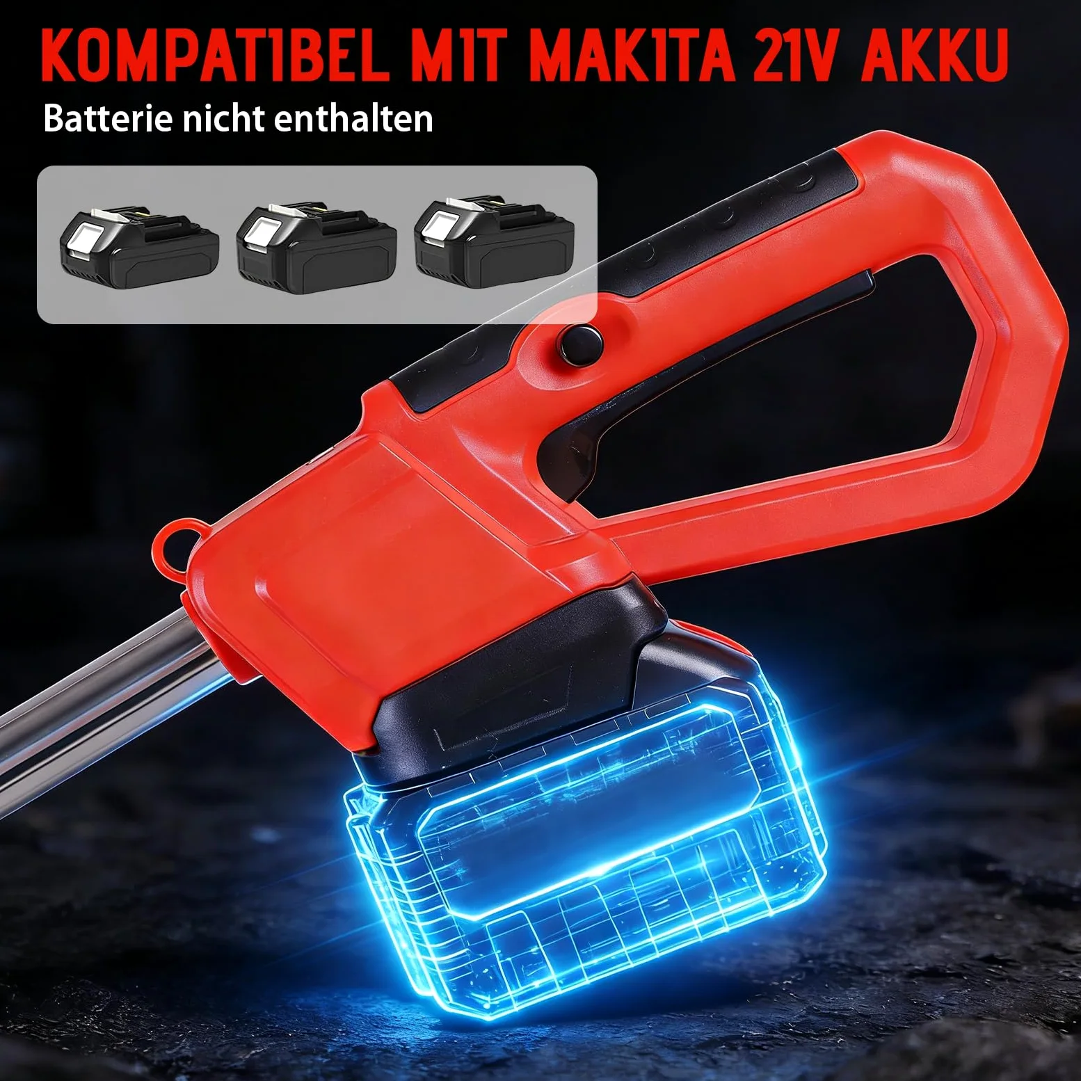 Akumulatorowa glebogryzarka kompatybilna z Makita 21V | elektryczna glebogryzarka do ogrodu i trawnika o głębokości roboczej 22 cm, szerokość robocza 30 cm (bateria nie wchodzi w)