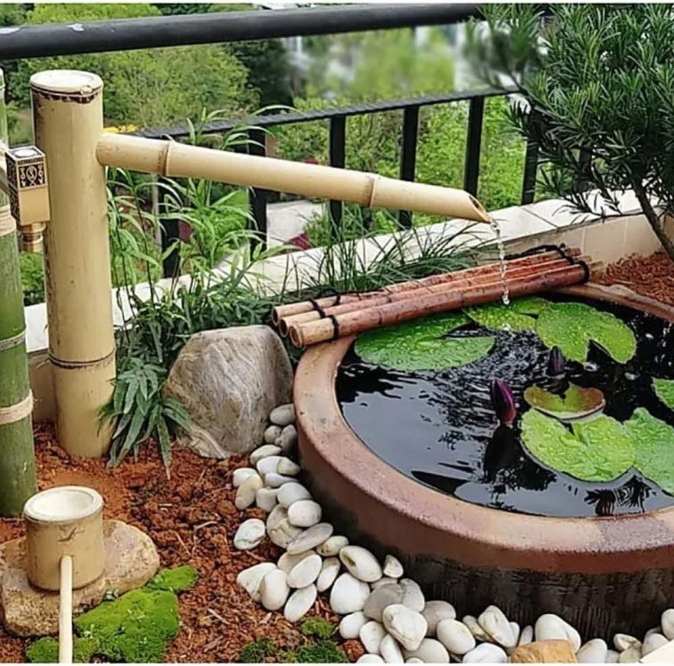 Ogrodowa dekoracja Fontanna Bambusa Feng Shui Plenerowa Fontanna Wody Japoński Garden Design Spout, Water Bamboo Feature Waterfall
