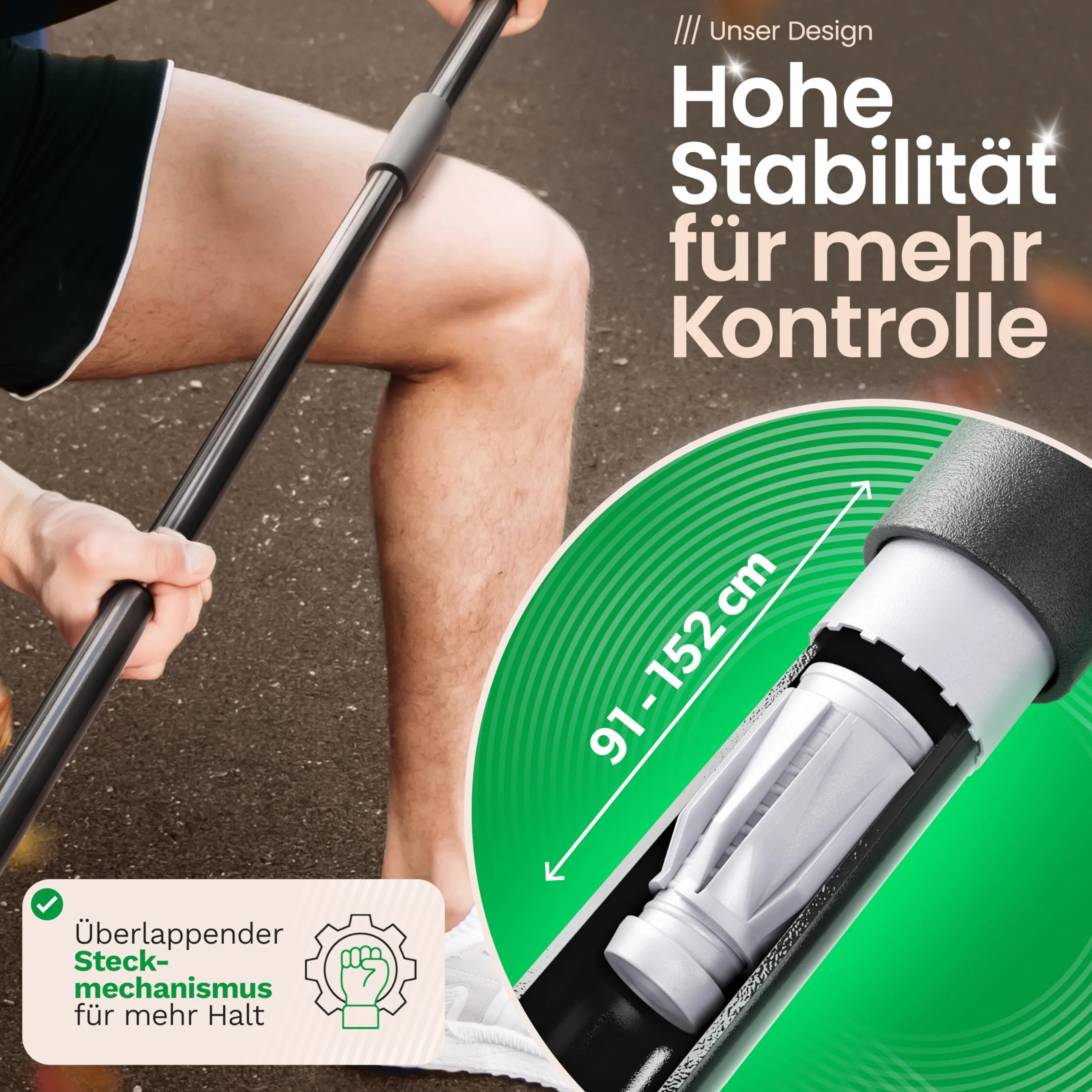 Novatool Zestaw 2 grabi ogrodowych ze zdejmowaną krawędzią, 16 zębów i teleskopowym trzonkiem do 152 cm, szerokość robocza 64,5 cm, grabie z tworzywa sztucznego i metalu, zbieracz liści do ogrodu,