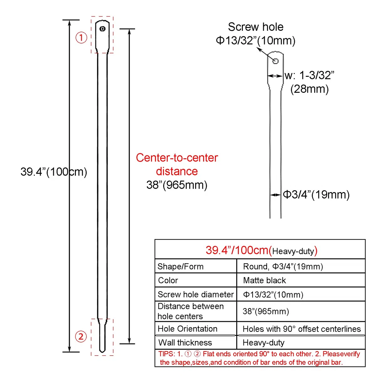 39,4"/100 cm, wymienne pręty do huśtawki ogrodowej z kątowymi końcami 90 stopni, matowa, czarna, duża pojemność, metalowe okrągłe pręty do zawieszenia huśtawki na ramie (2 szt./CTN)