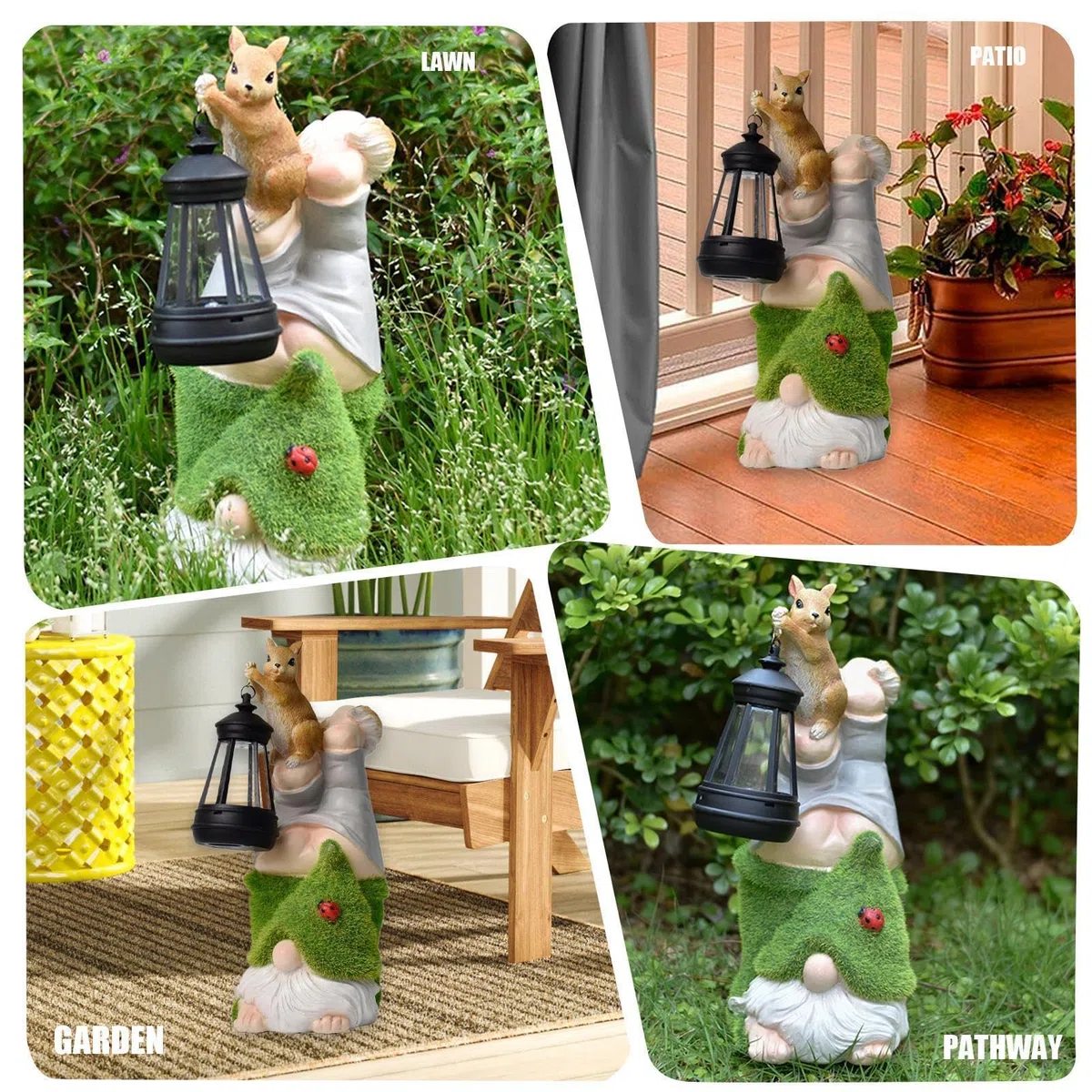Figurka krasnala ogrodowego Zasilana solarnym światłem figurka odporna na | Lampy Solarne Z Żywicy Krasnale Ogrodowe Statuy Do Patio, Trawnika, Podwórka, Balkonu,