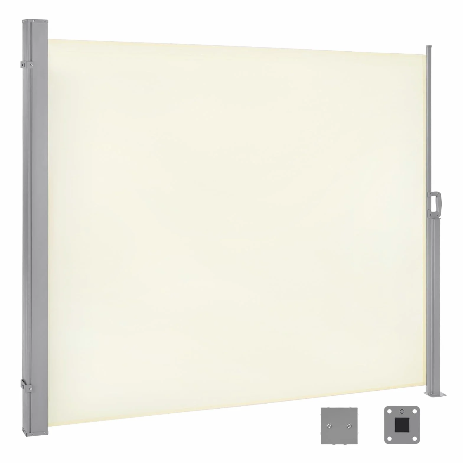 WOLTU Parawan zewnętrzny, wysuwana roleta boczna, 160 x 350 cm, osłona przeciwsłoneczna i ochrona przed wiatrem, do ogrodu, balkonu, tarasu, patio, kremowej