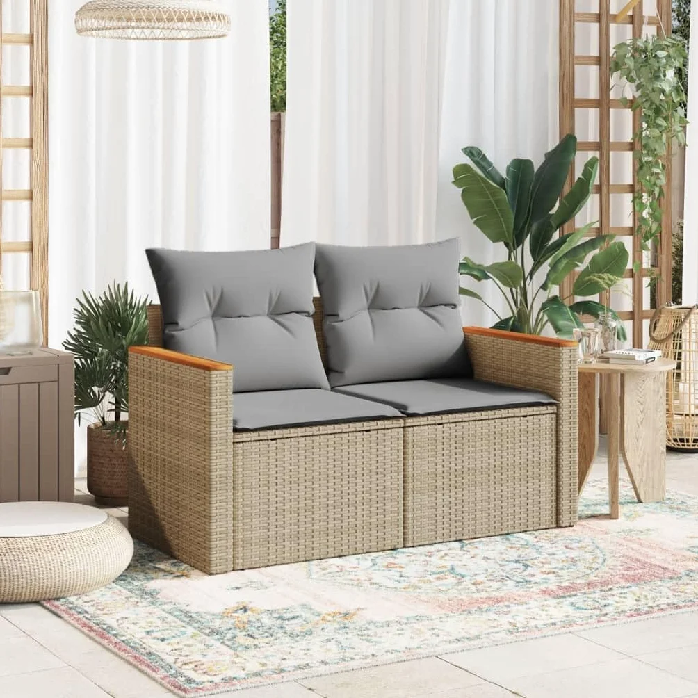 vidaXL Sofa ogrodowa 2-osobowa polirattan beż